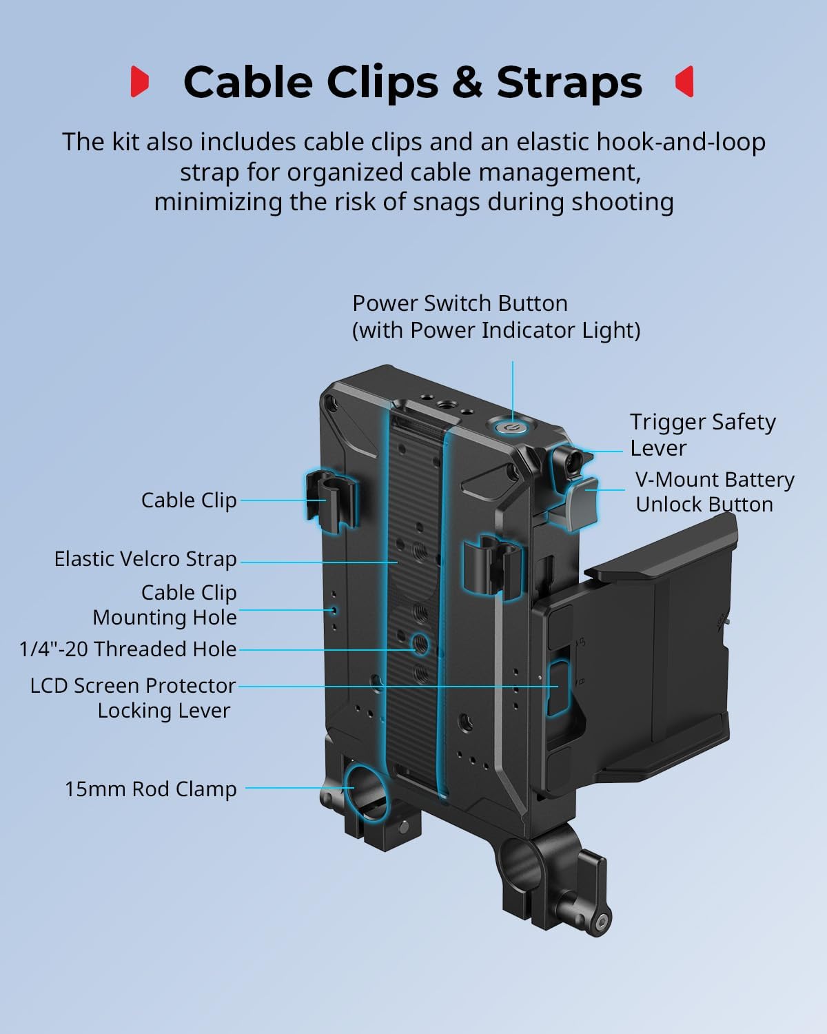 Smallrig Kit Piastra Batteria V-Mount per Aste LWS 15mm - immagine 6