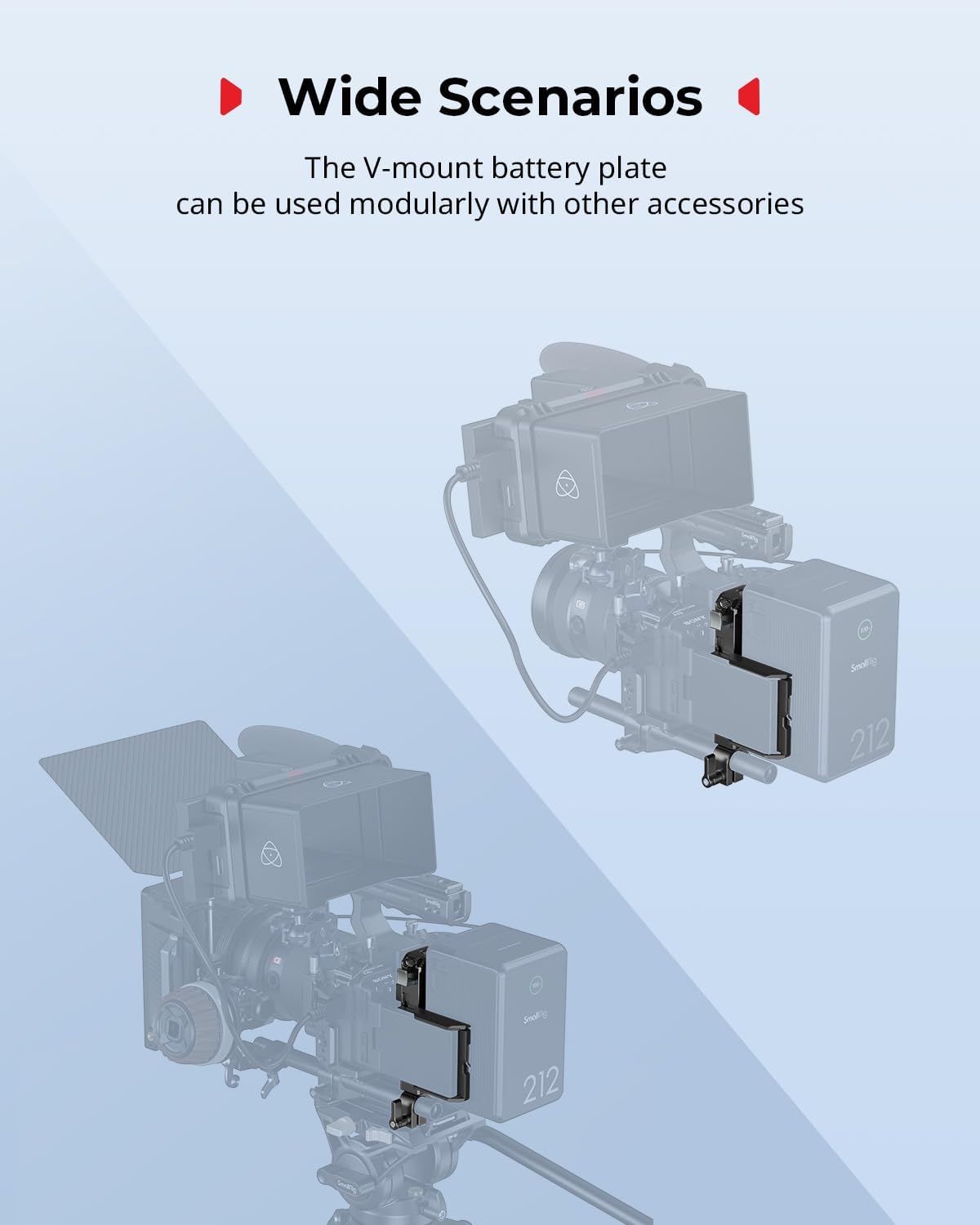 Smallrig Kit Piastra Batteria V-Mount per Aste LWS 15mm - immagine 7