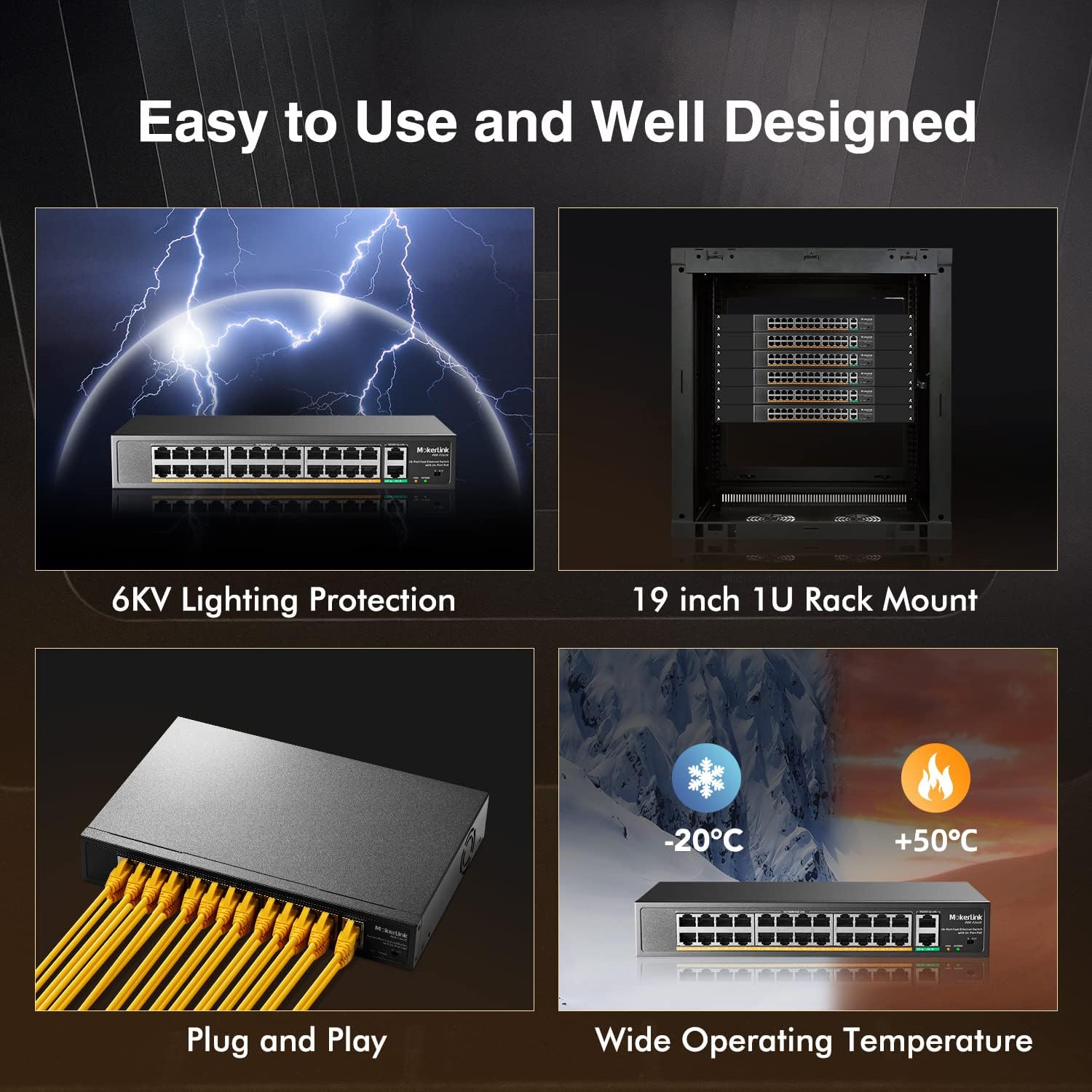 Mokerlink Switch PoE 24 porte 400W - immagine 5