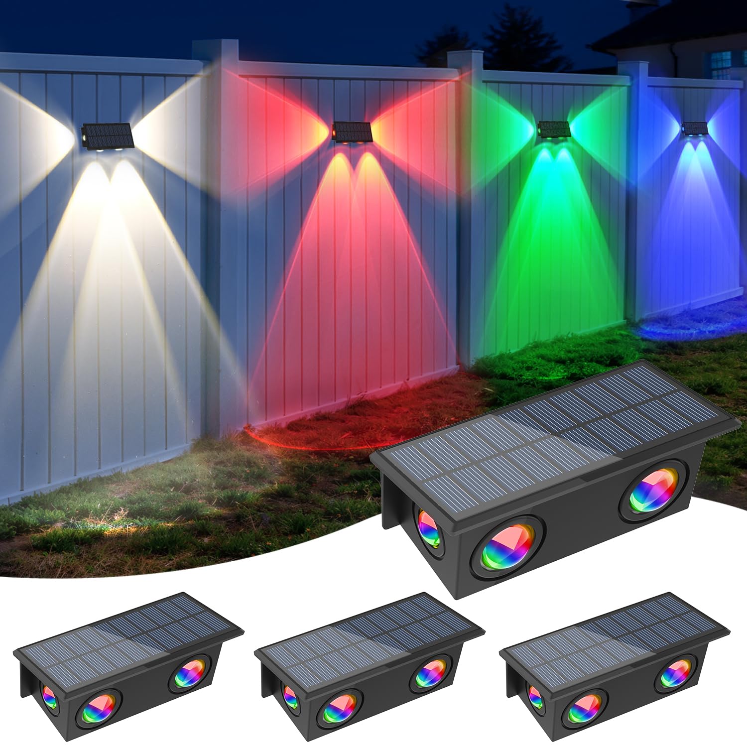 Natpow Lampada da Parete Solare RGB 7 Colori (4 Pezzi)