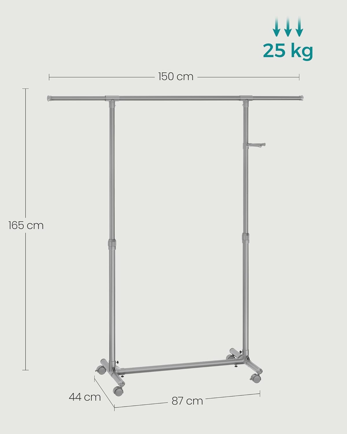 Songmics Stand Appendiabiti con Ruote, Grigio Tortora - immagine 5