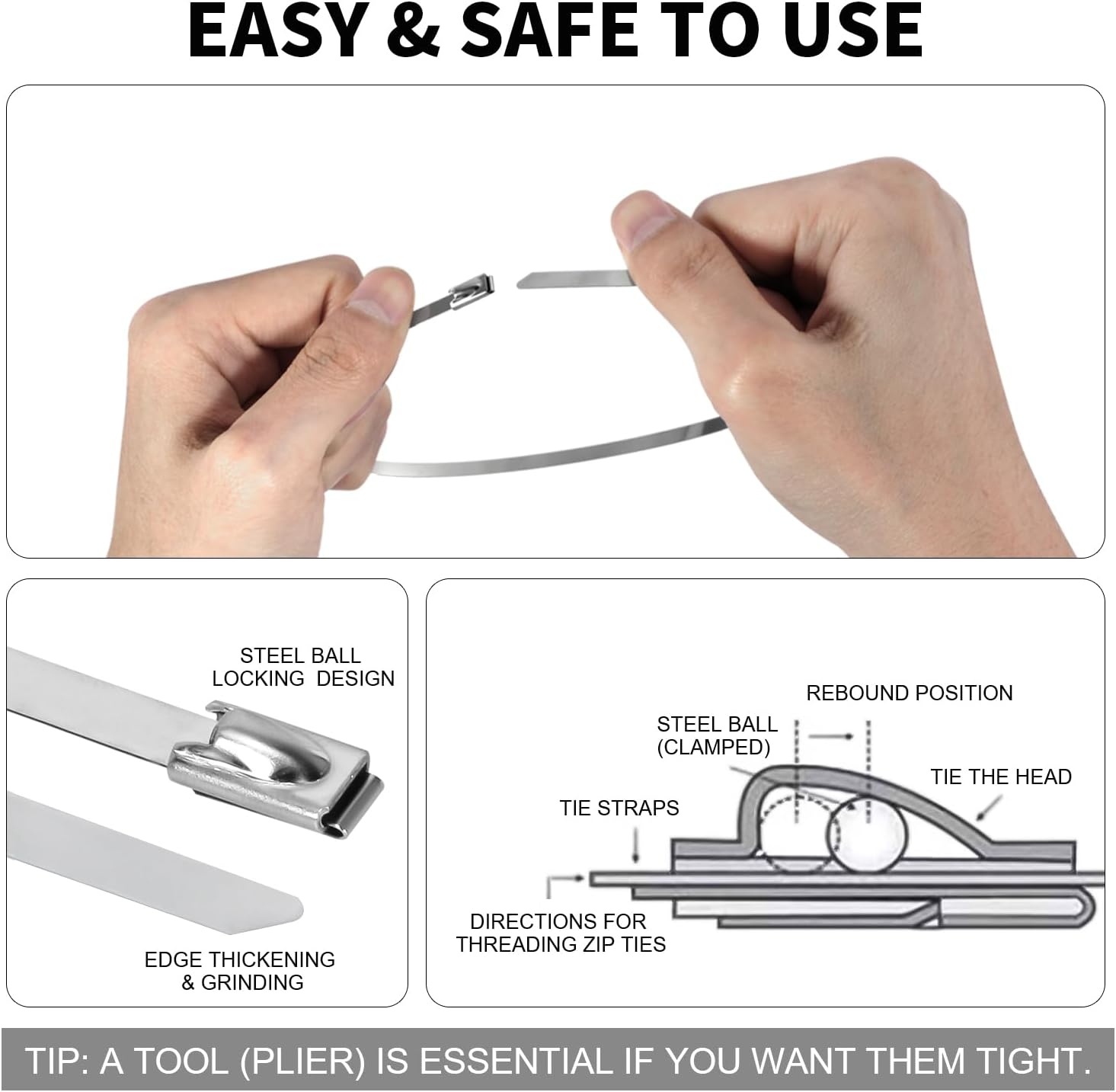 500 Pezzi Fascette in Inox 304 Autobloccanti - immagine 6