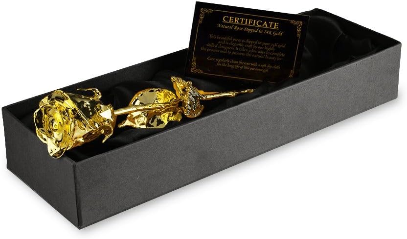 Mikamax Rosa D'oro 24K con Certificato, Scatola Nera - immagine 4