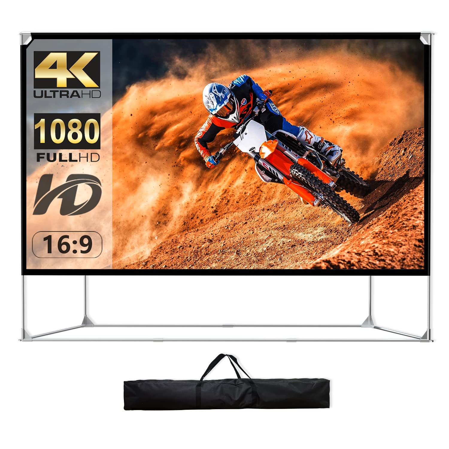 Schermo e Supporto Proiettore 150 pollici 16:9 HD 4K