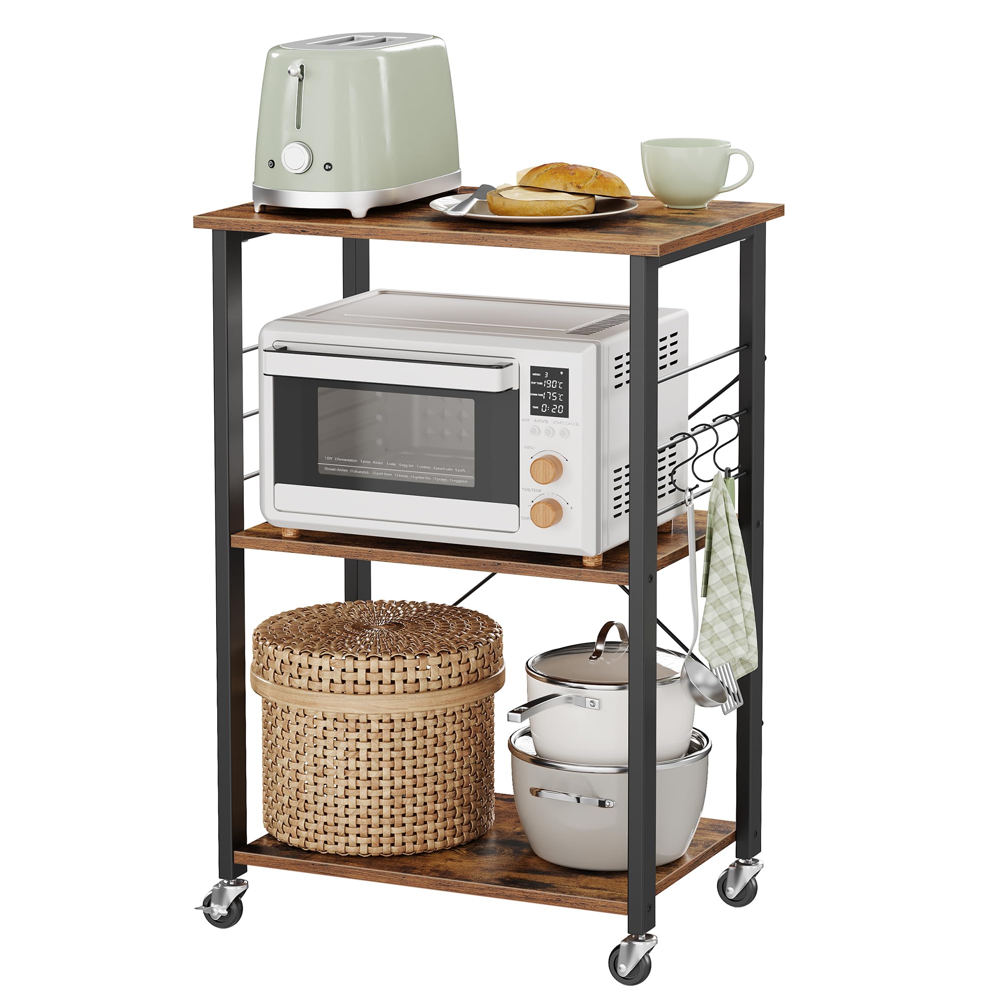 Vasagle Carrello da Cucina con Rotelle 3 Ripiani