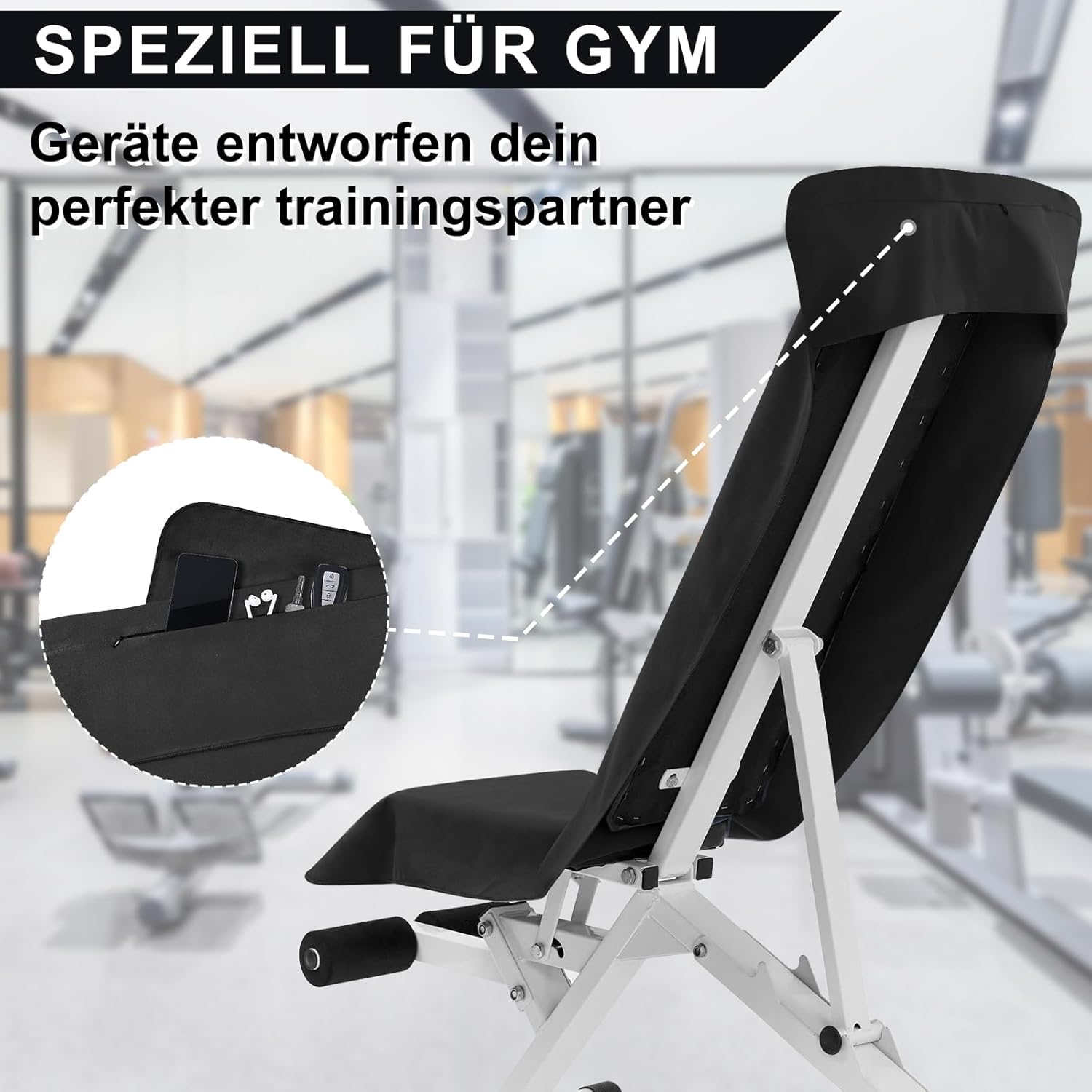 Asciugamano Palestra Microfibra 120x50cm con Tasca - immagine 5