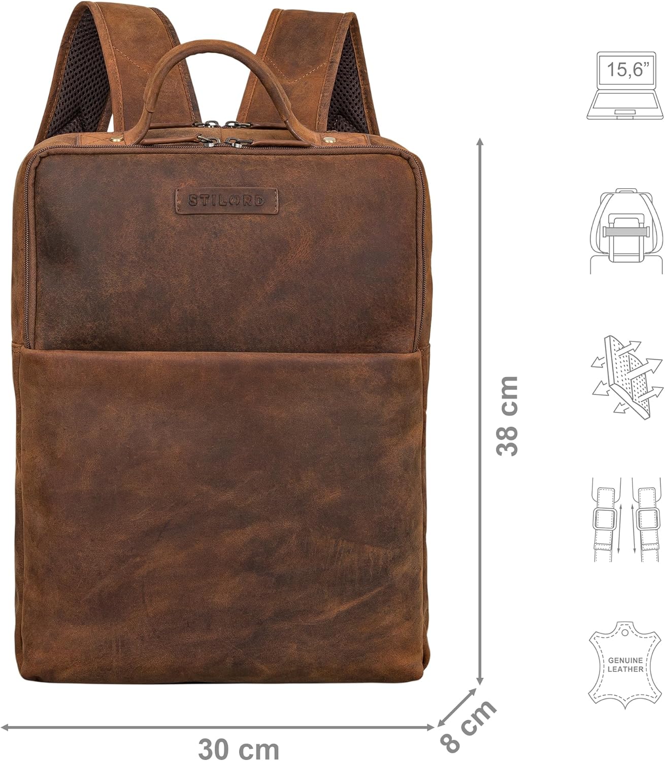 STILORD 'Noé' Zaino Ufficio Elegante in Cuoio - immagine 3