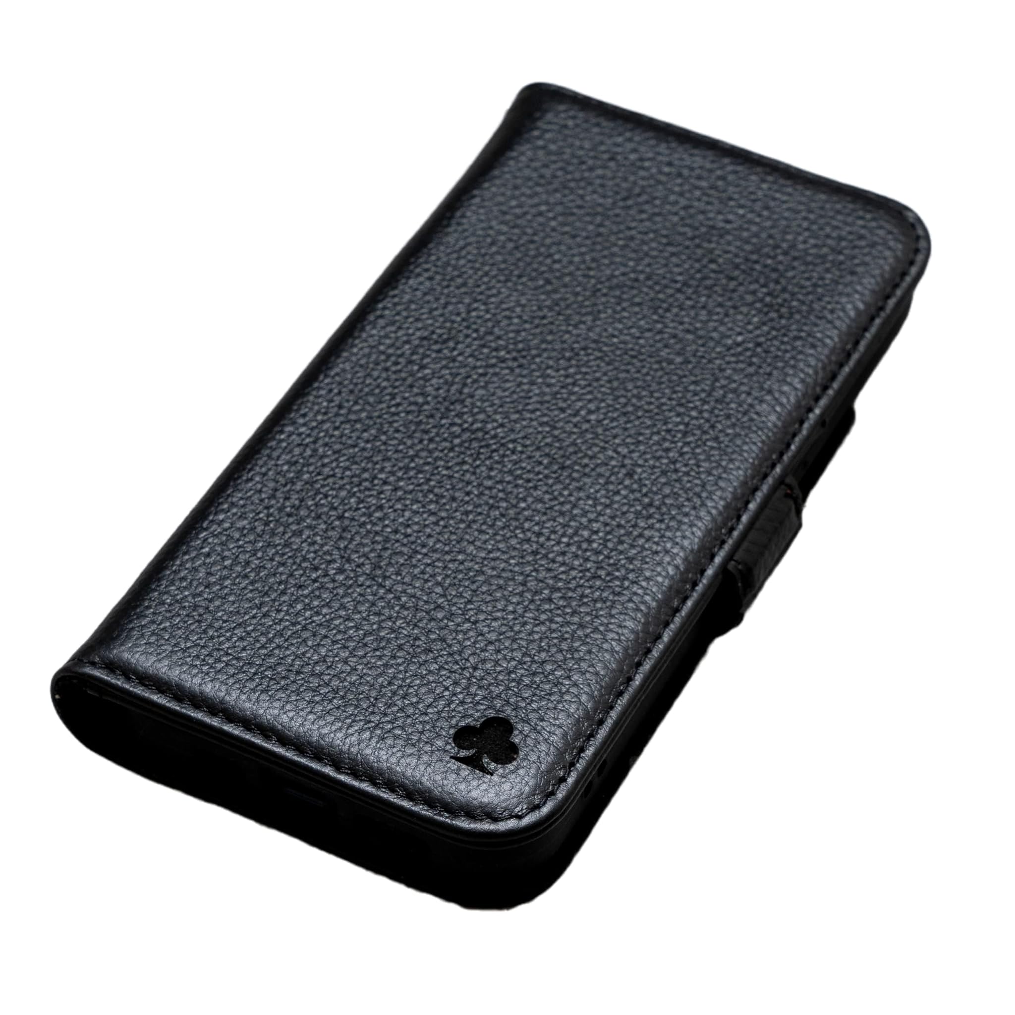 Porter Riley - Custodia in pelle per iPhone 16, Nero puro