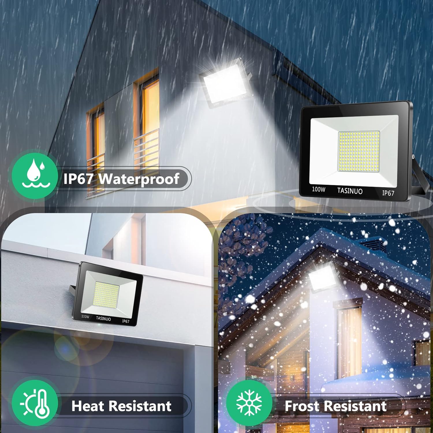 Tasinuo Faretto LED da Esterno 100W 2 Pezzi - immagine 2