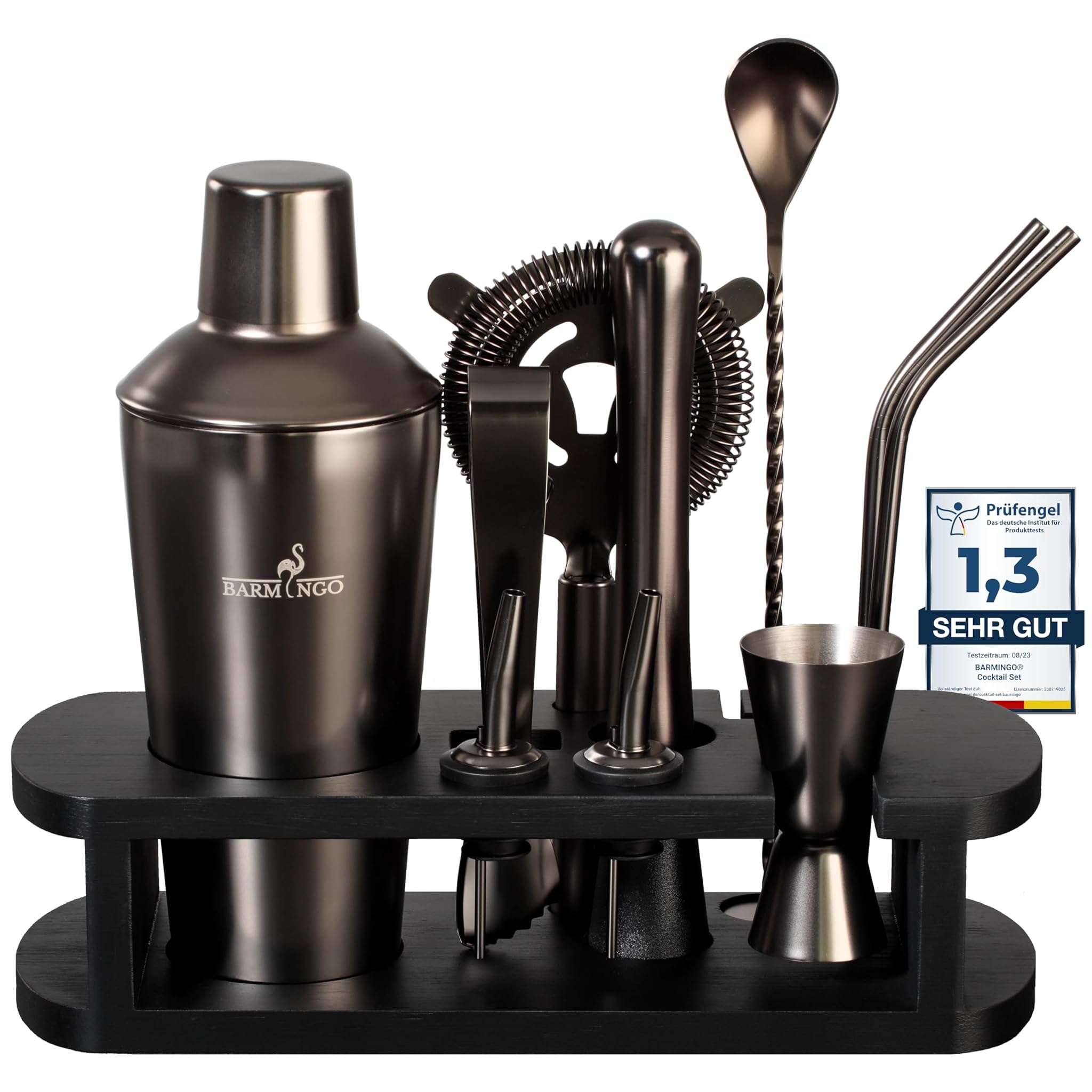 Set da Cocktail in Acciaio Inox 11 Pezzi 700 ml, Nero