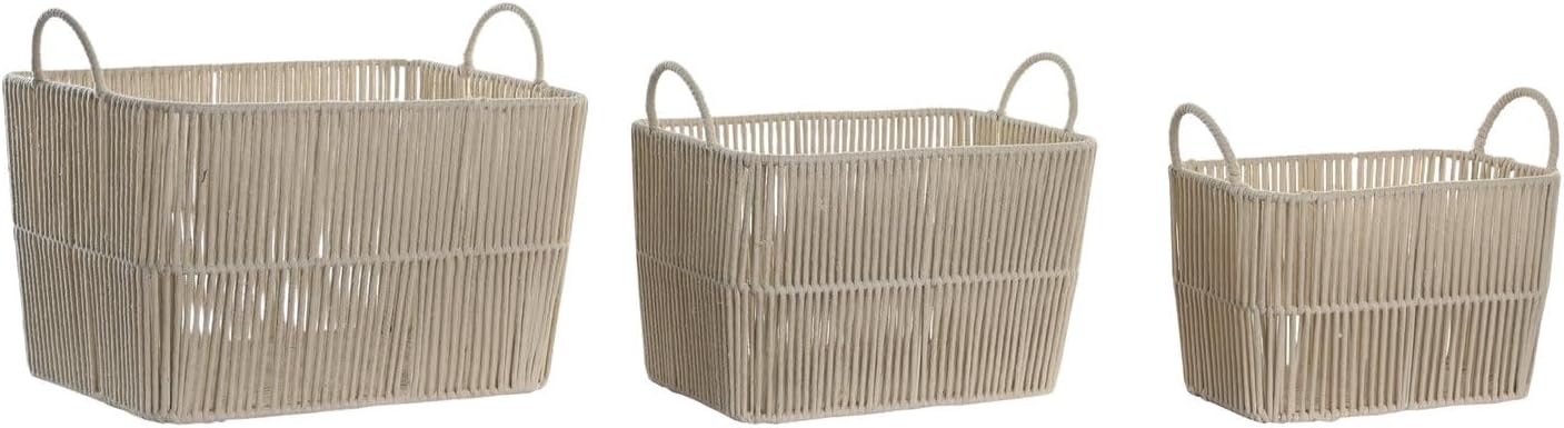 CESTA SET 3 ALGODON METAL 39X29X31 BEIGE