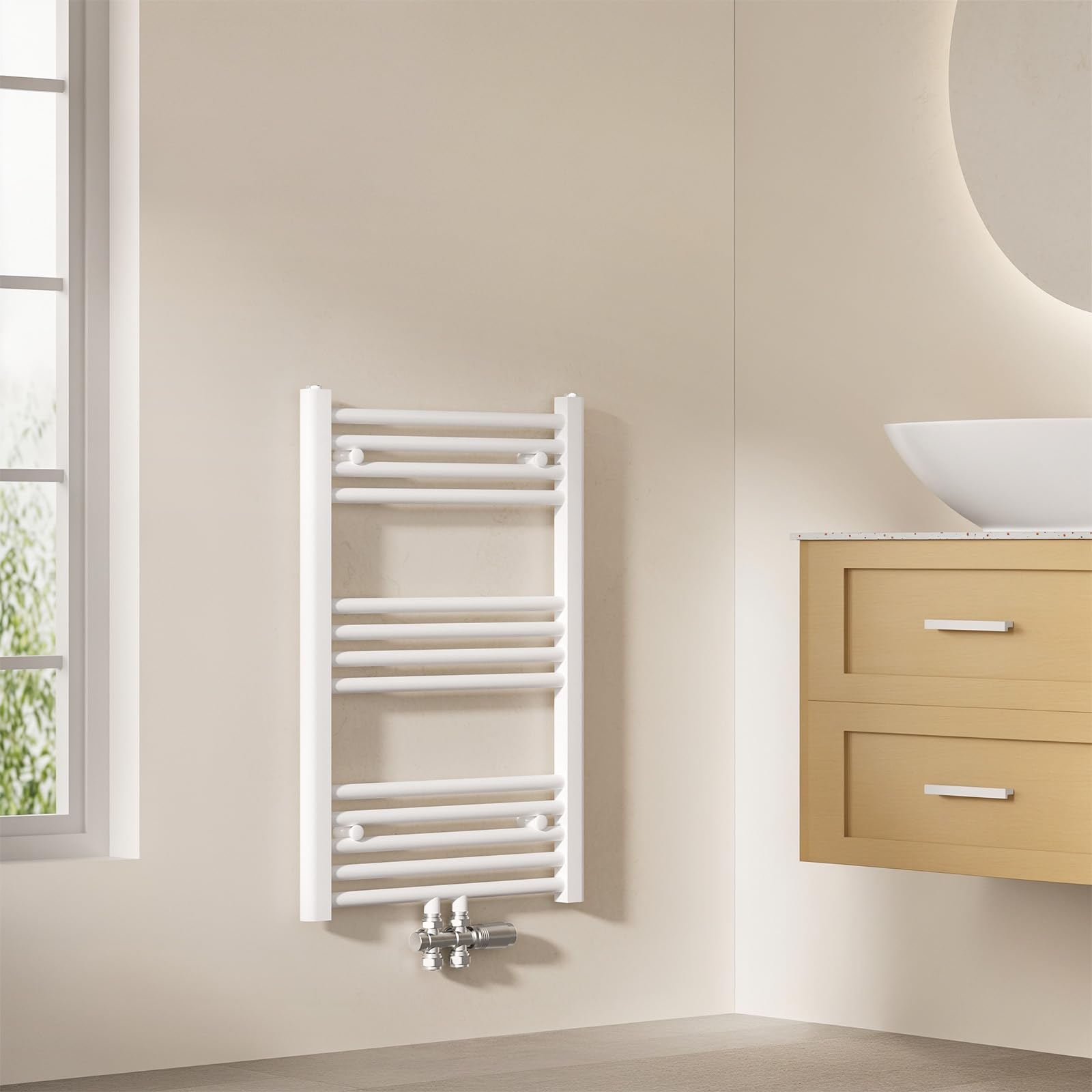 EMKE Scaldasalviette da Bagno 75x50cm 291W, Bianco