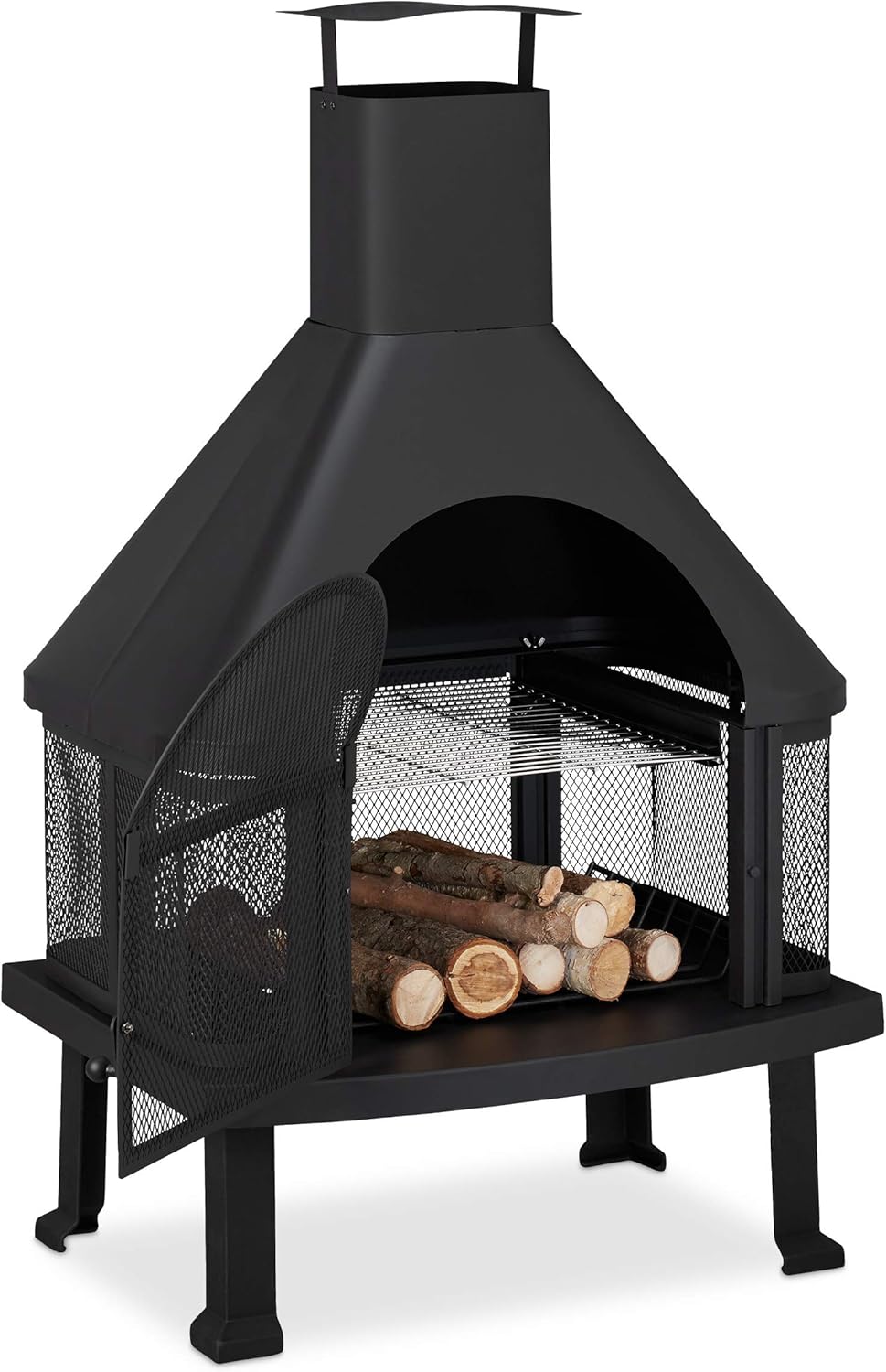 Relaxdays Forno da Terrazzo con Grill 110x63x51 cm, Nero