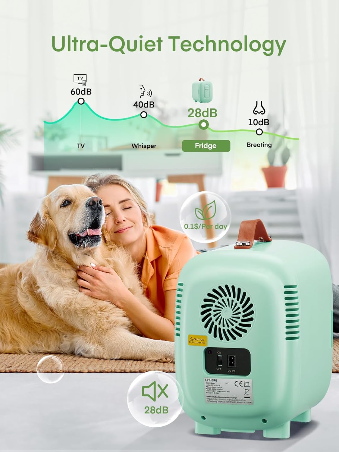 Fohere Mini Frigo da Camera 5L, Verde - immagine 4