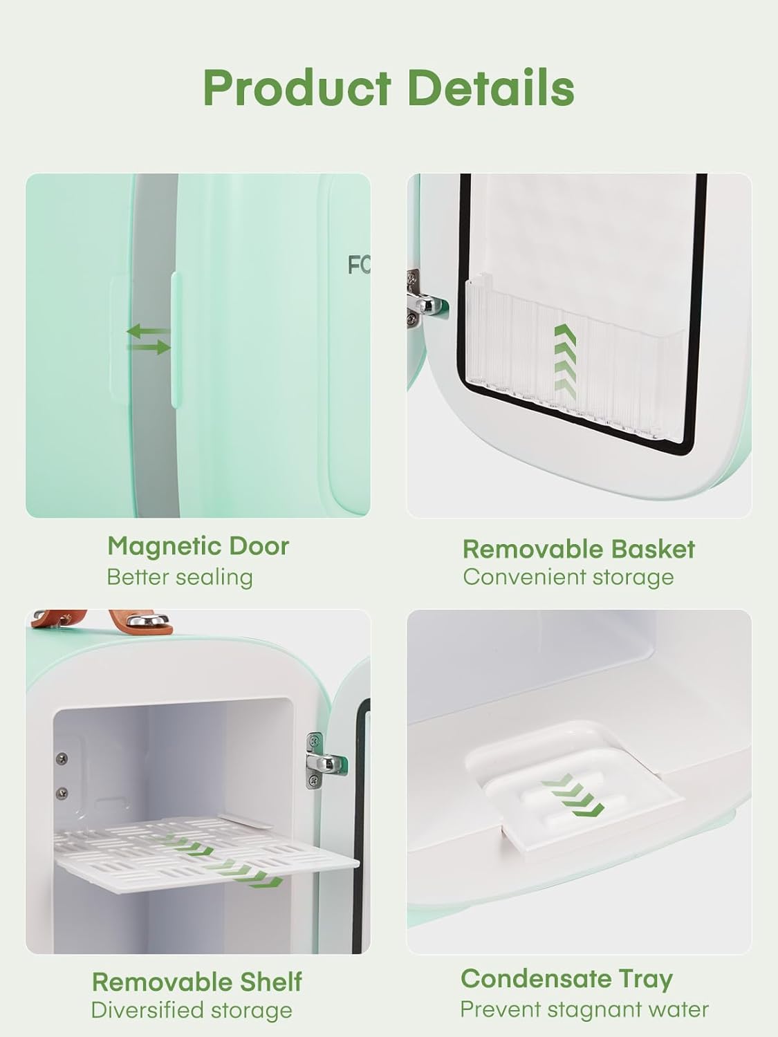 Fohere Mini Frigo da Camera 5L, Verde - immagine 6