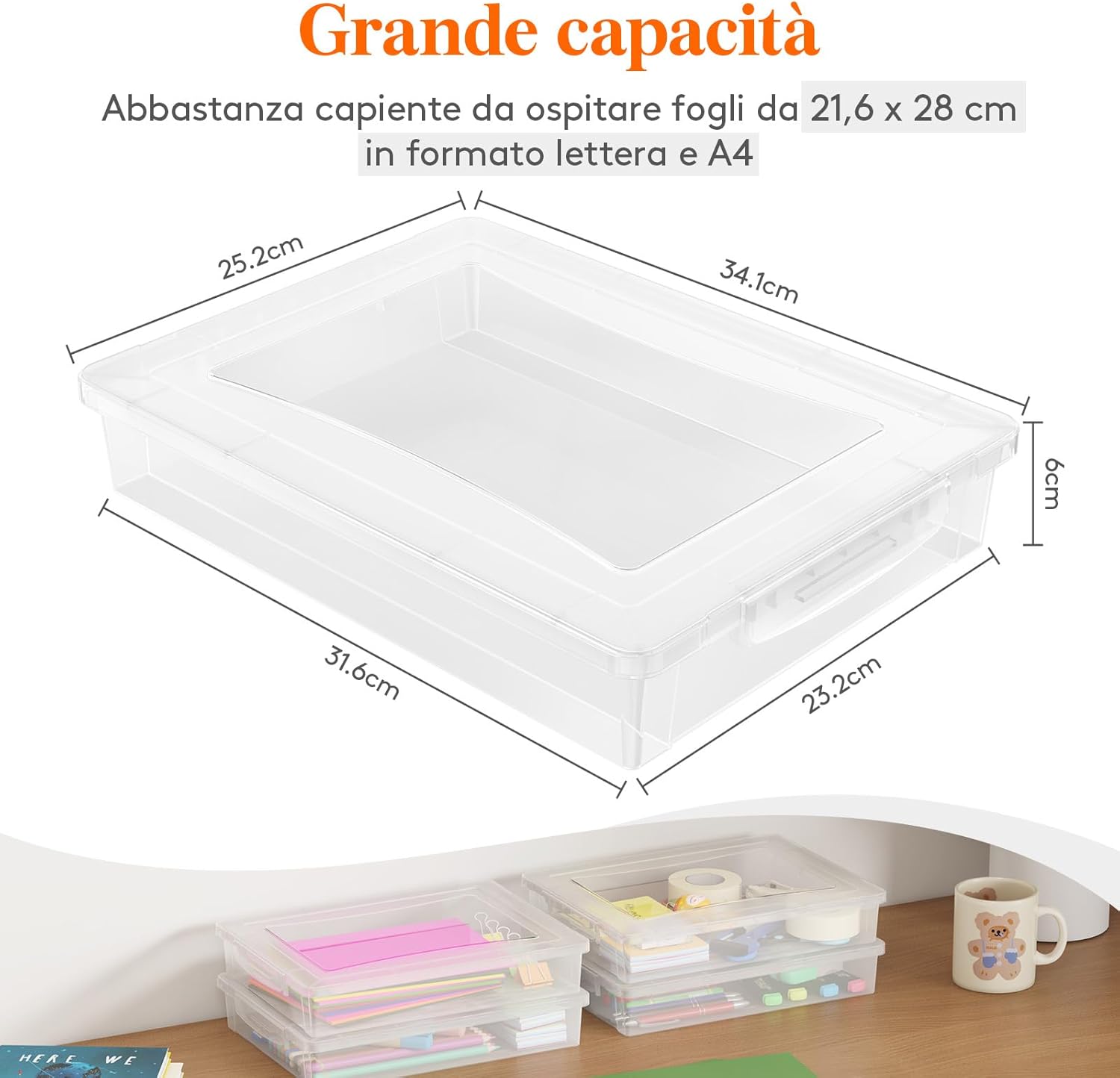 Lifewit Set 6 Scatole Plastica con Coperchio, Trasparente - immagine 2