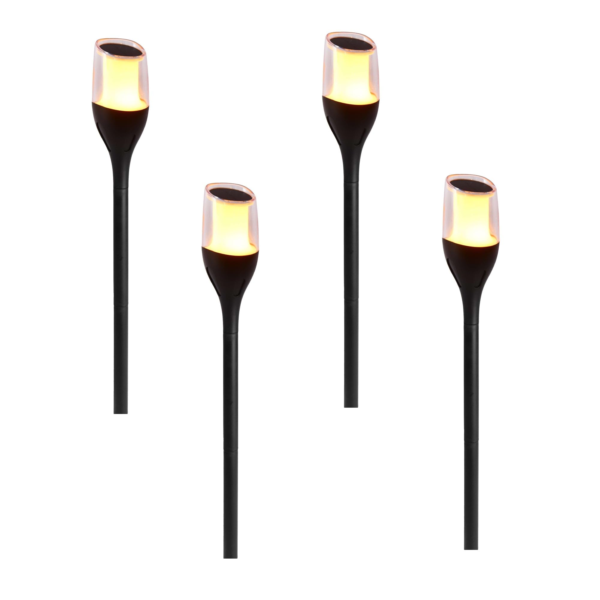 Set di 4 torce solari effetto fiamma LED bianco caldo 4X FARELY H64,5 cm