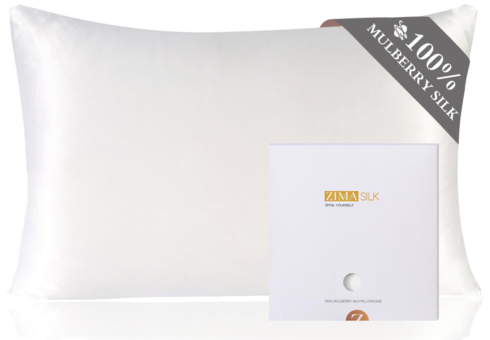 Zimasilk Federa 100% Seta di Gelso 19 Momme, Bianco 50x75cm