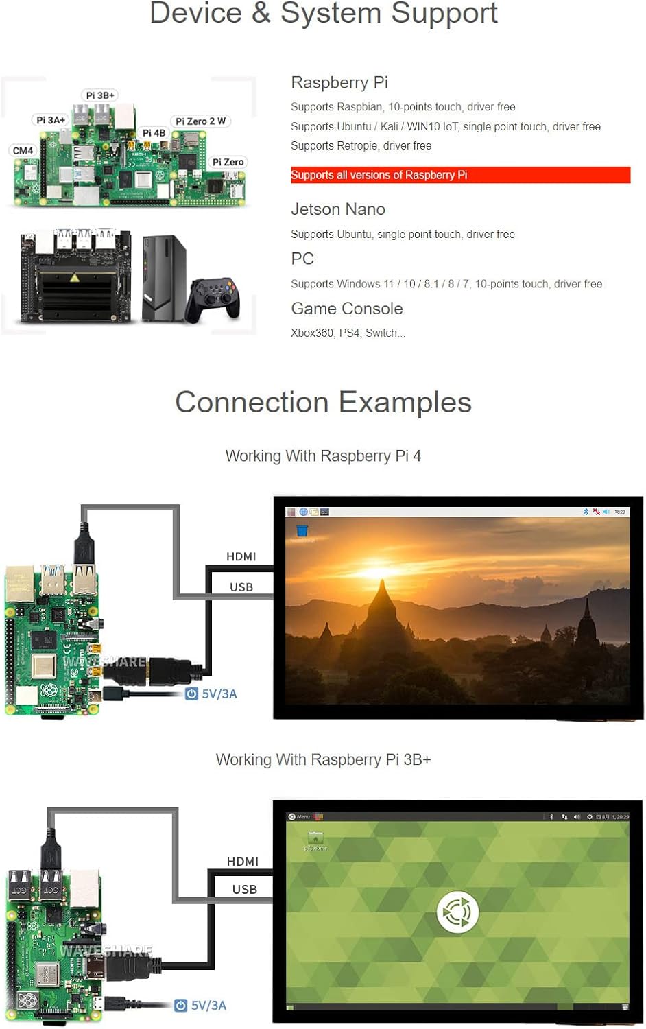 Waveshare 10.1" Display Touchscreen HDMI LCD (E) - immagine 4