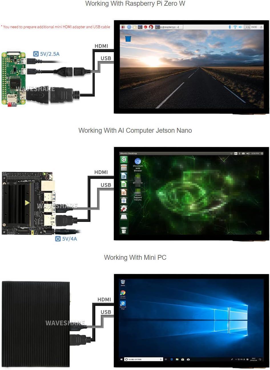 Waveshare 10.1" Display Touchscreen HDMI LCD (E) - immagine 5