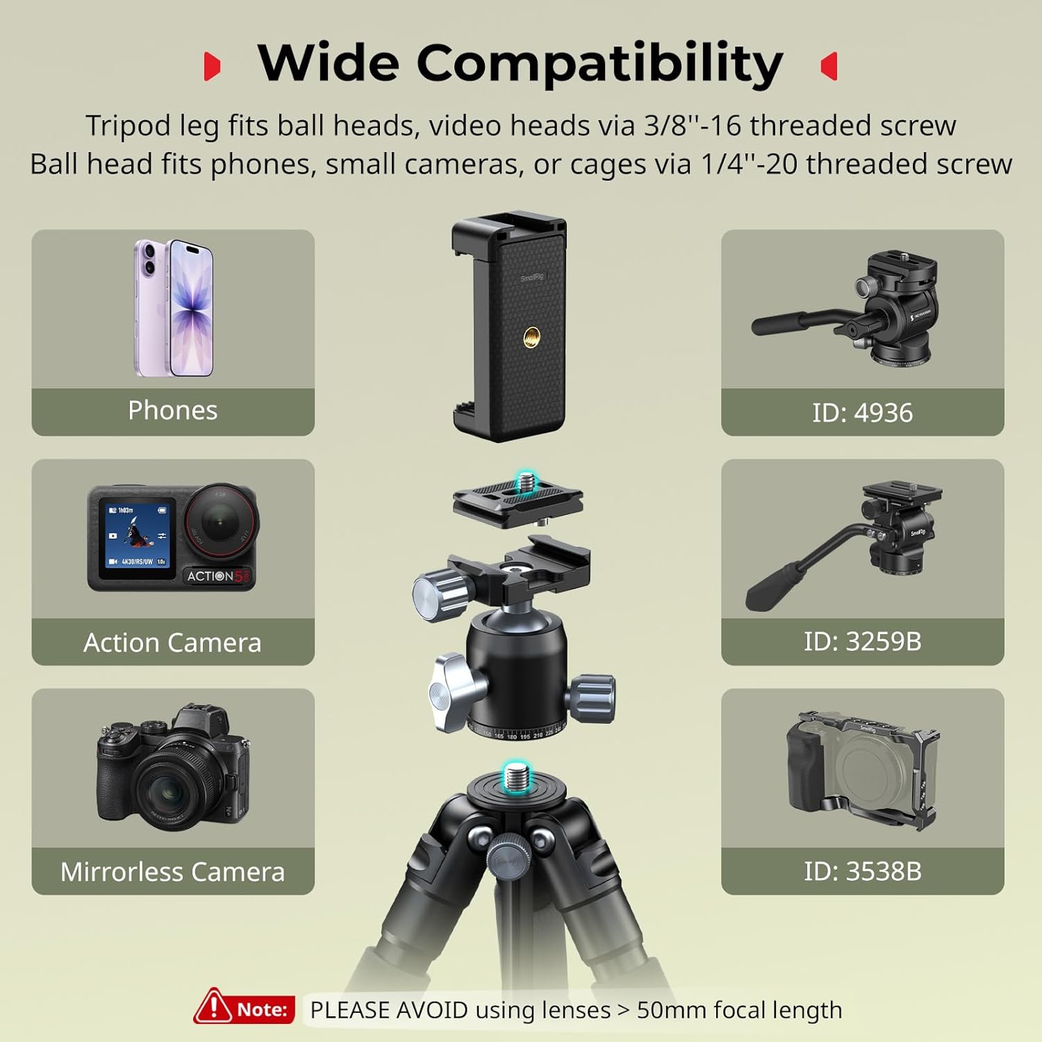 Smallrig VT-20Pro Mini treppiede 21,2"/53,8 cm - immagine 3