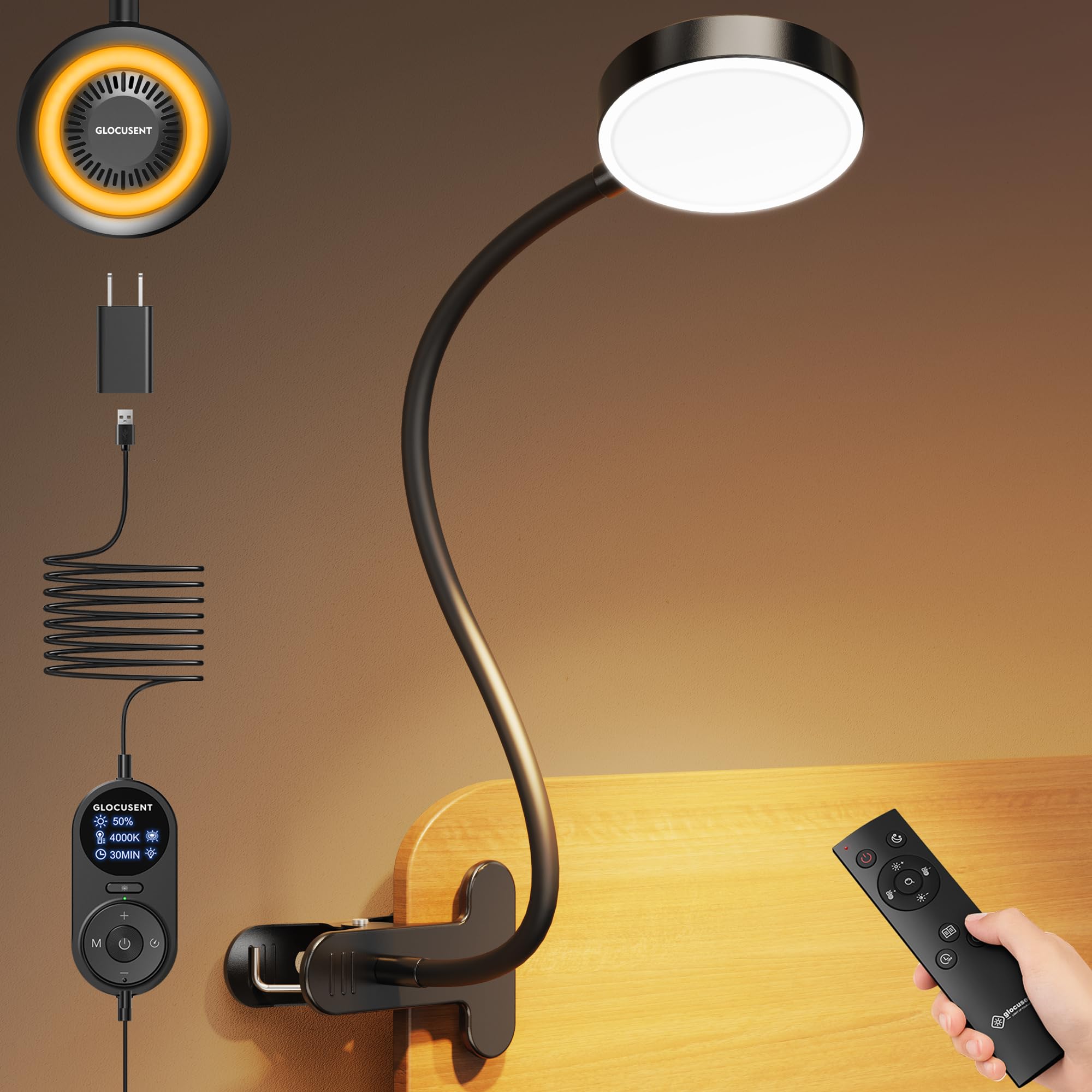Glocusent Lampada da Lettura 72 LED con Pinza