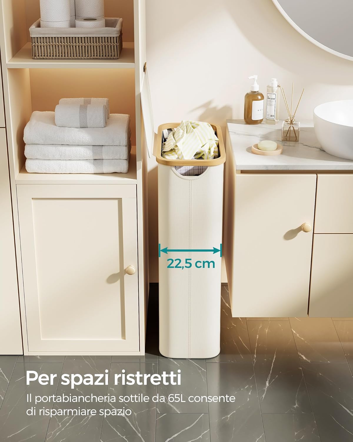 Songmics Cesto Portabiancheria 65L con Coperchio - immagine 3