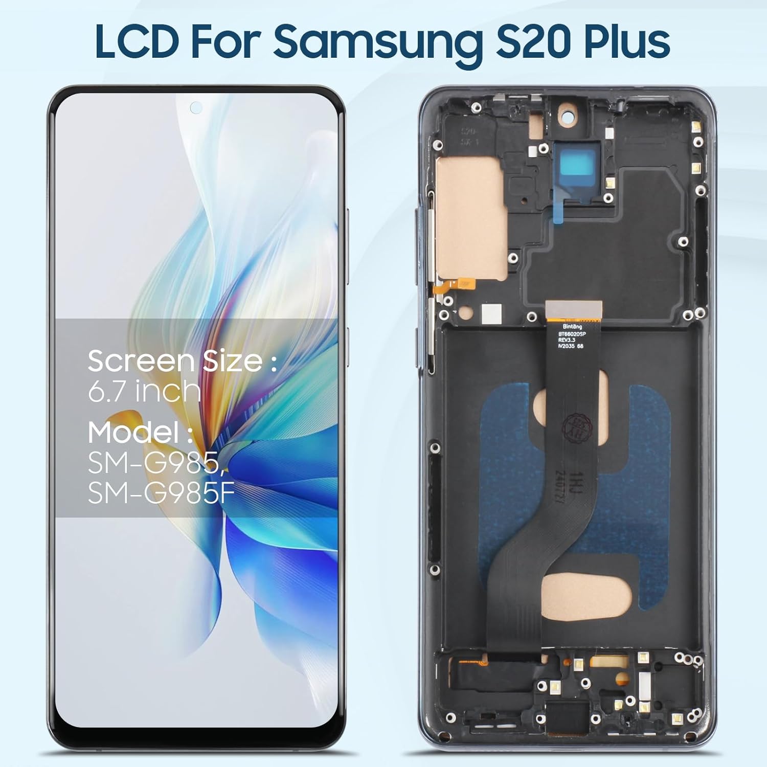 ARSSLY Display LCD per Samsung S20 Plus (nero con telaio) - immagine 2