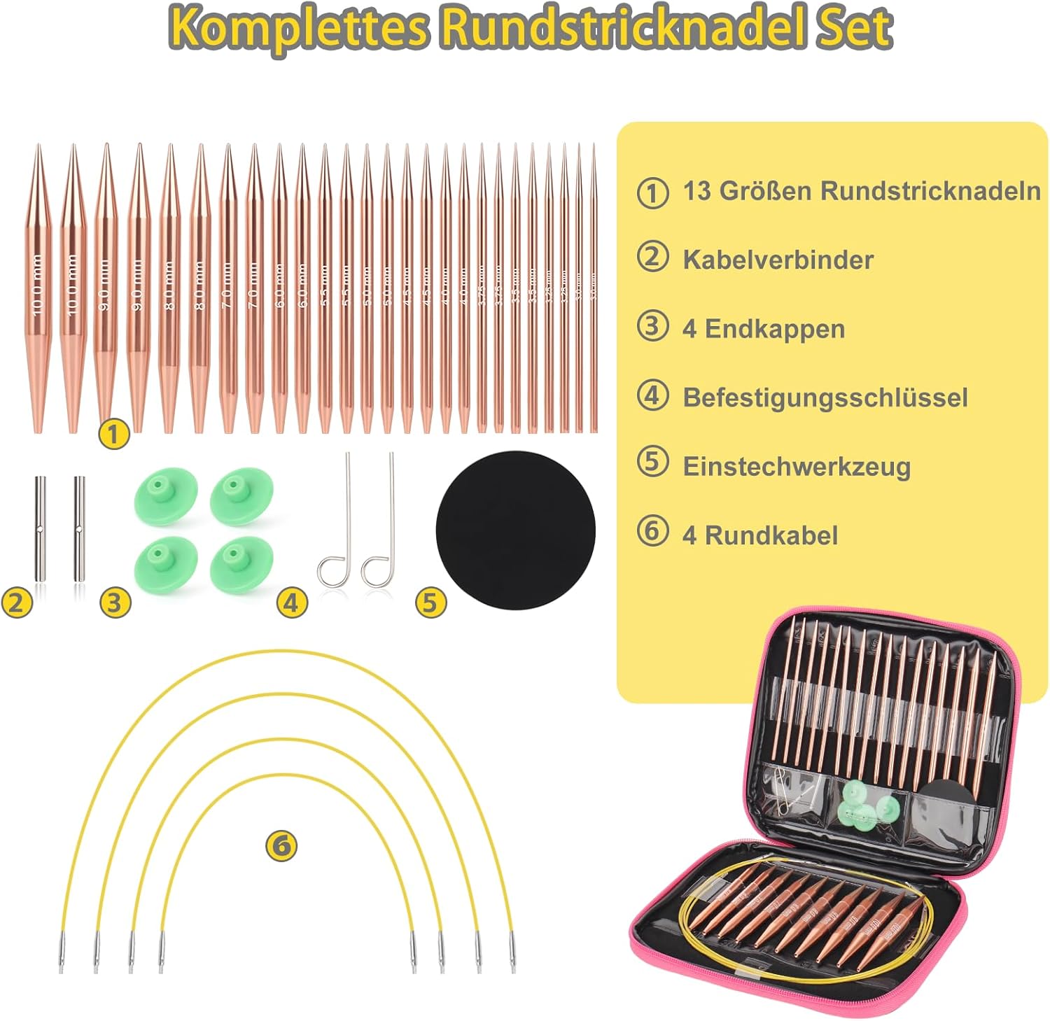 Coopay Set Ferri Circolari Intercambiabili Alluminio - immagine 4