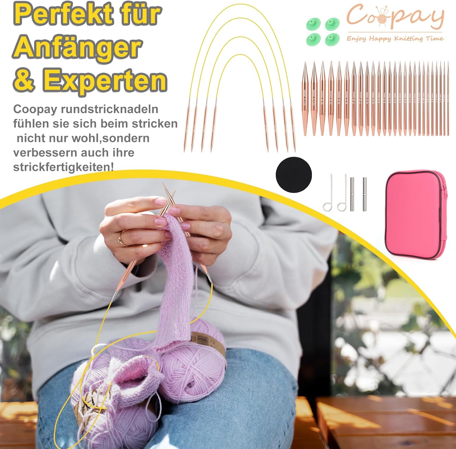 Coopay Set Ferri Circolari Intercambiabili Alluminio - immagine 7