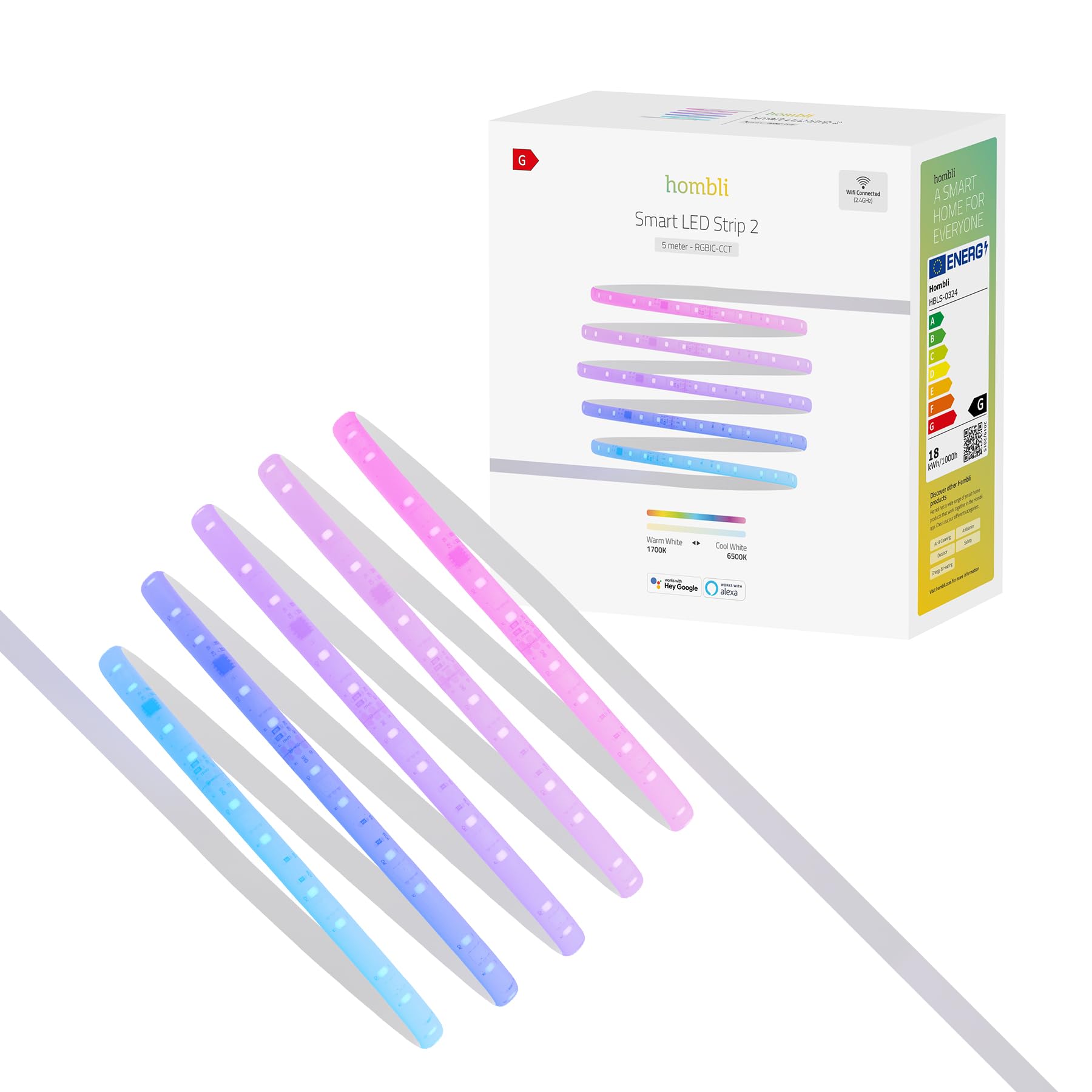 Hombli Striscia Luminosa LED Smart 5m RGBIC+CCT