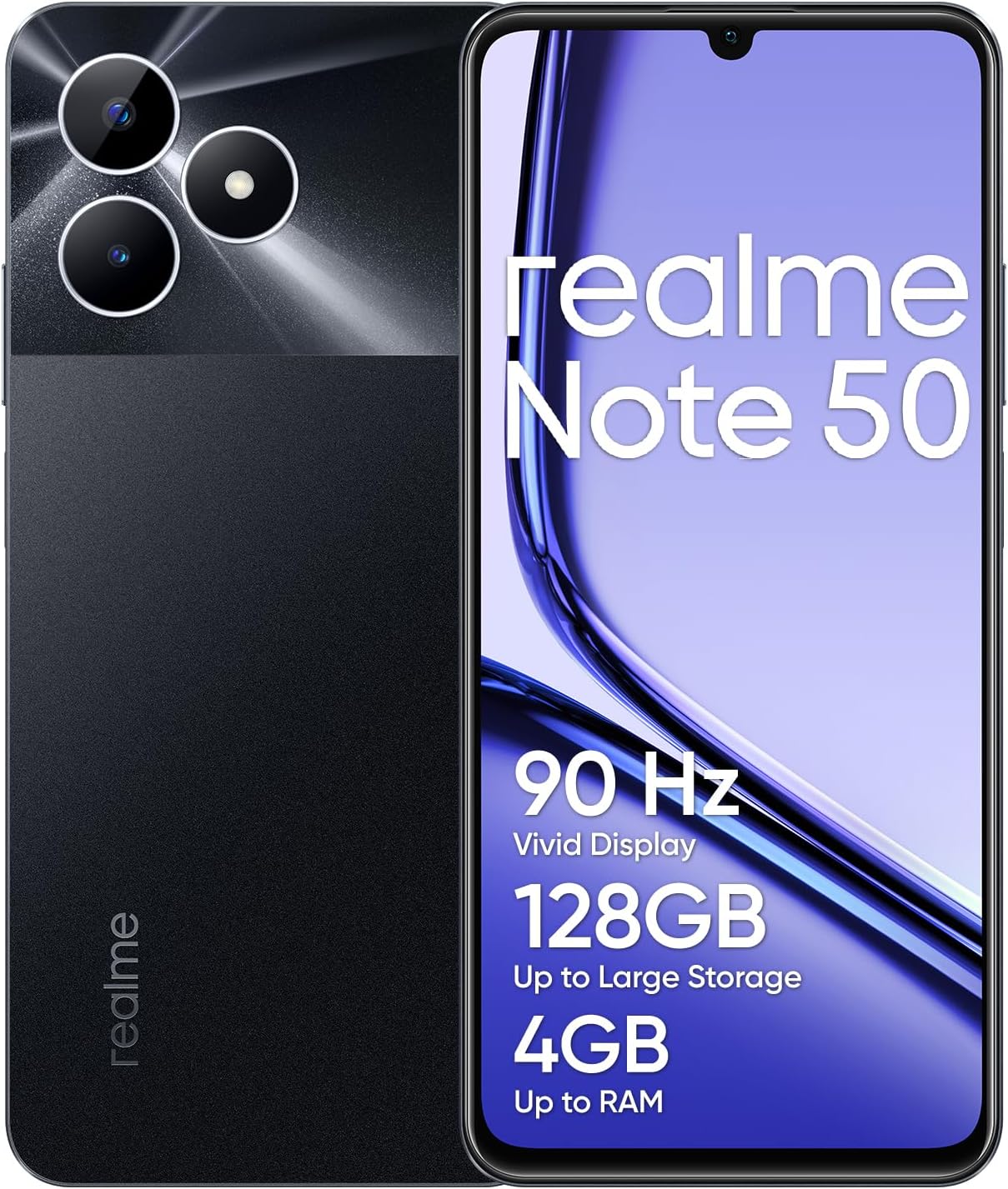 Realme Note 50 Smartphone 4+128GB, Display 90 Hz, Black - immagine 1