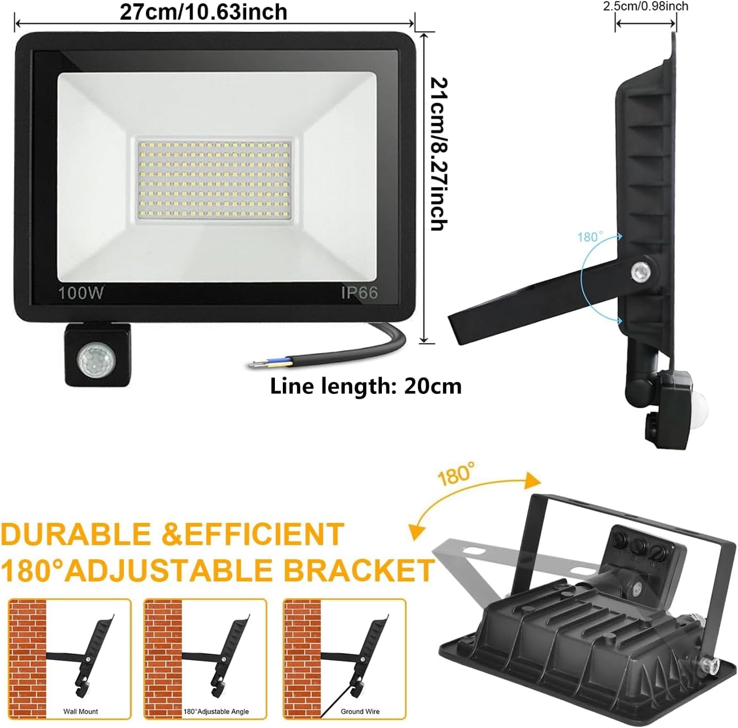 Createstar Faretto LED Esterno con Sensore 100W 10000LM - immagine 2