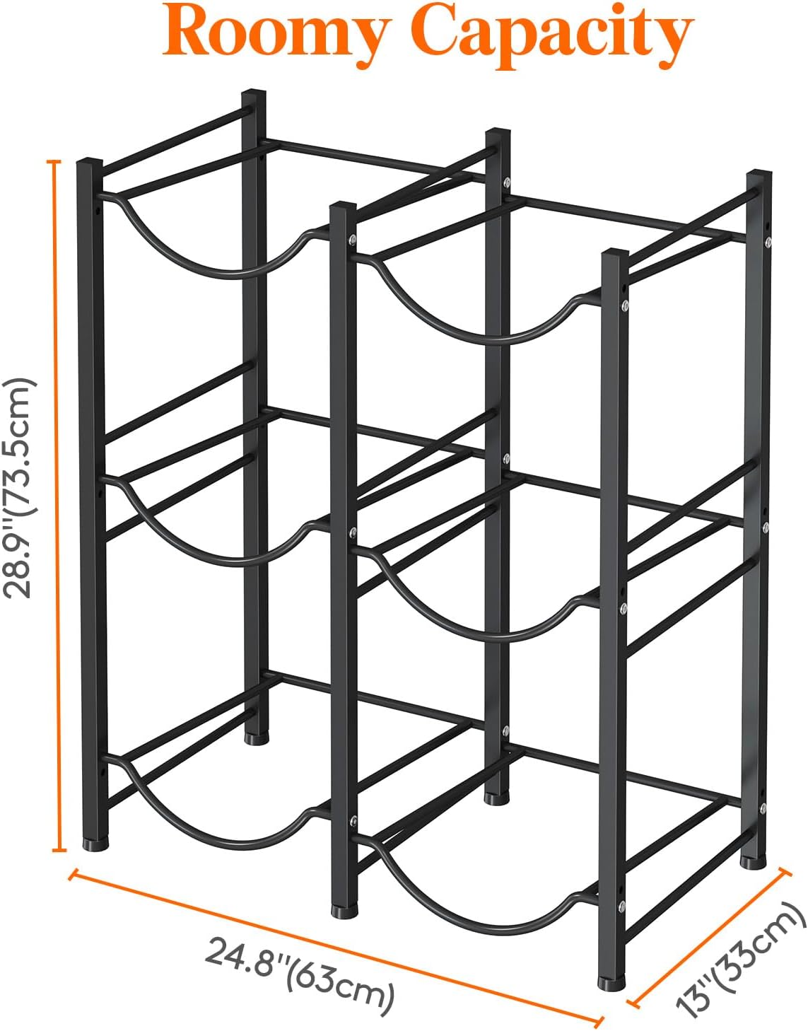 Lifewit Portabottiglie d'Acqua 19L a 3 Ripiani, Nero - immagine 2