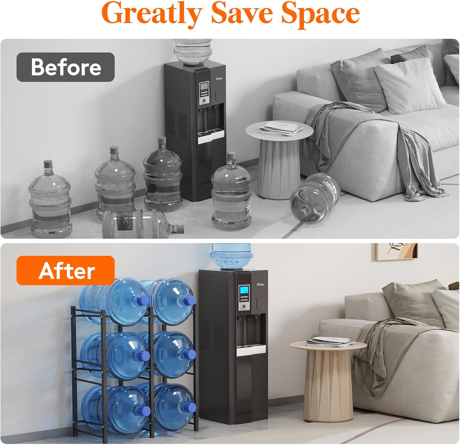 Lifewit Portabottiglie d'Acqua 19L a 3 Ripiani, Nero - immagine 3