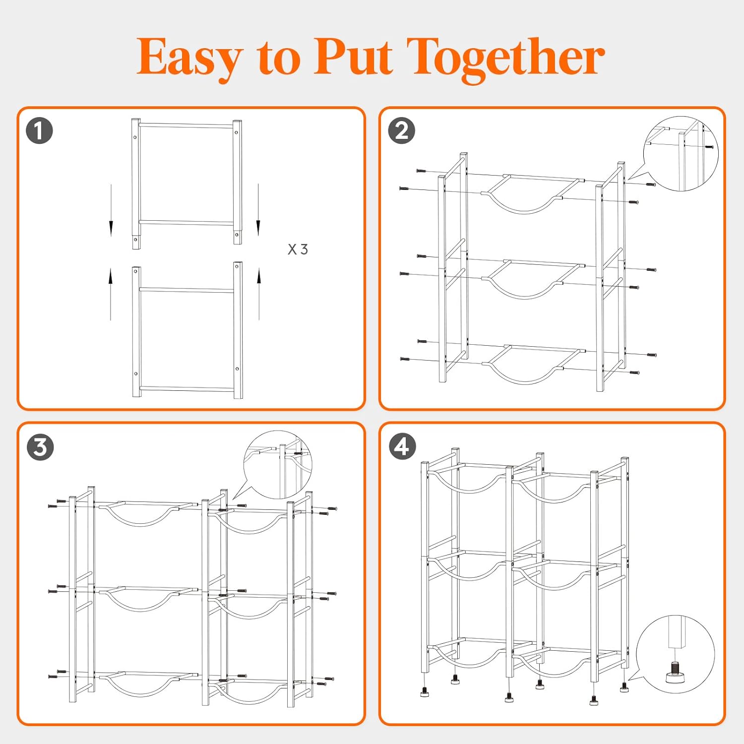 Lifewit Portabottiglie d'Acqua 19L a 3 Ripiani, Nero - immagine 5