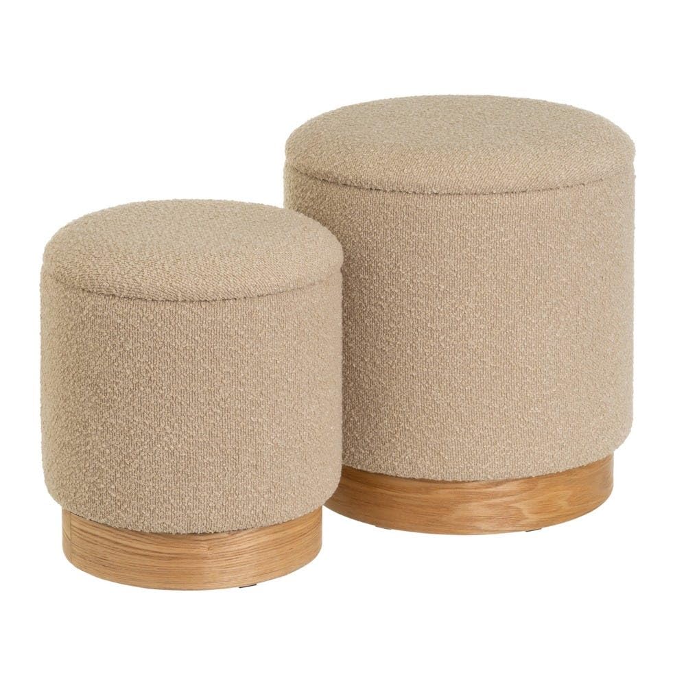 Set di 2 pouf arcon in tessuto e MDF in beige