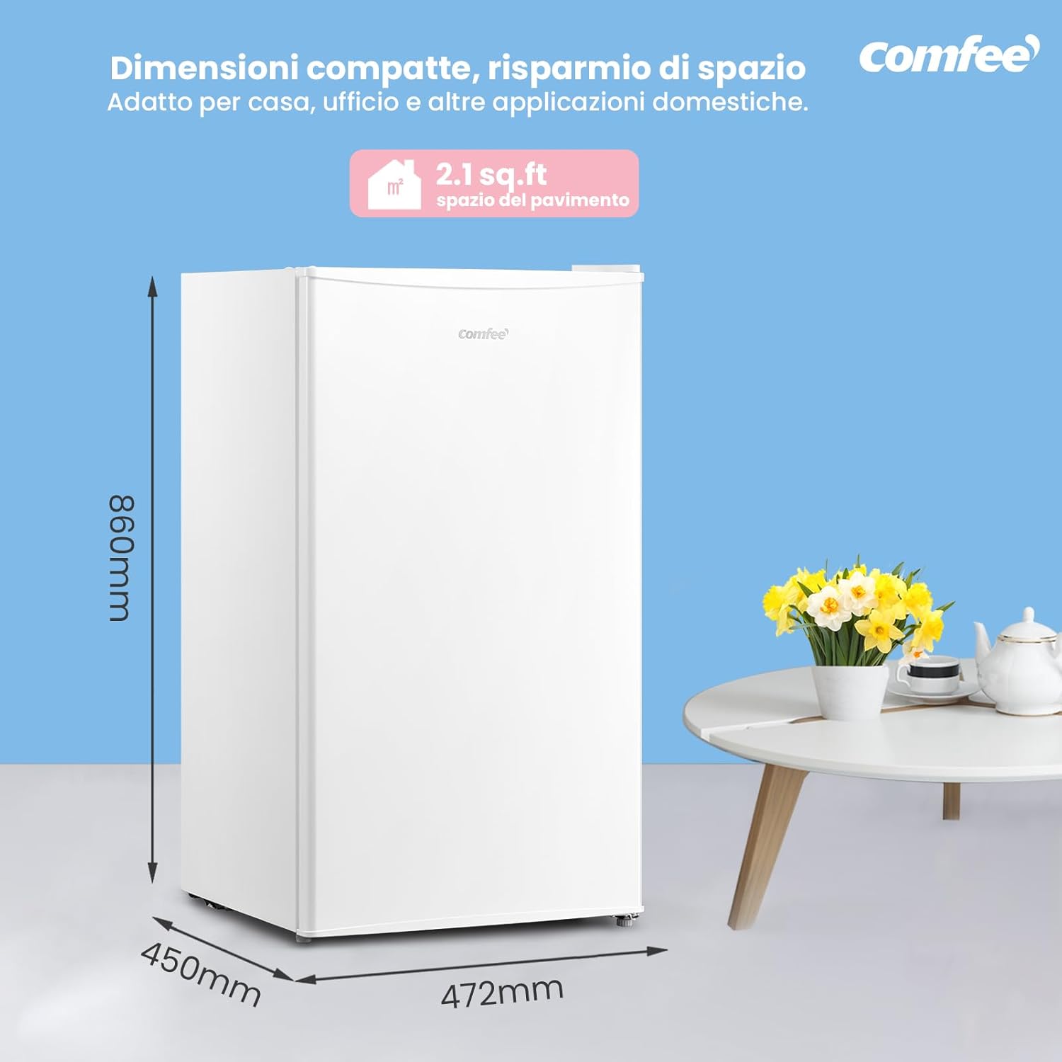 Comfee' RCD93WH2(E) Frigorifero Mono Porta 93L, Bianco - immagine 2