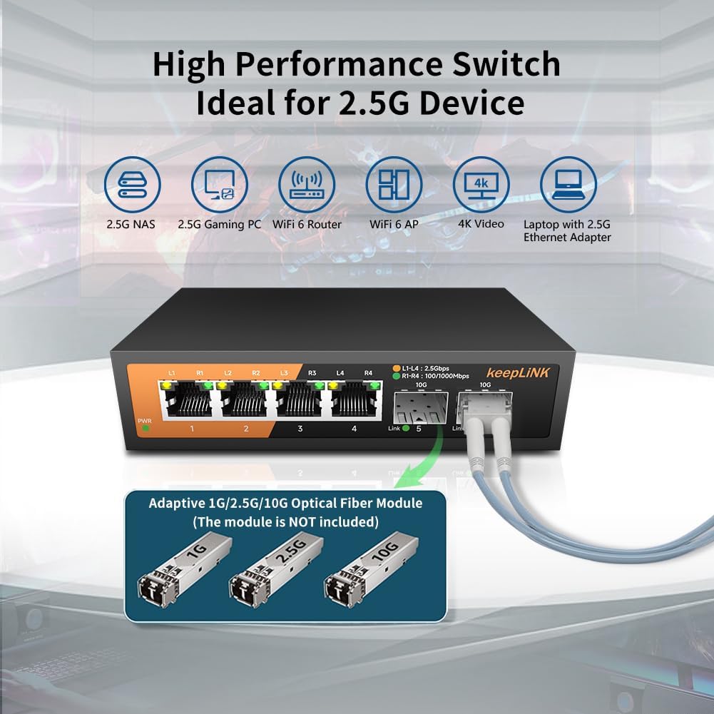 Keeplink Switch 6 Porte 2.5G non gestito - immagine 5
