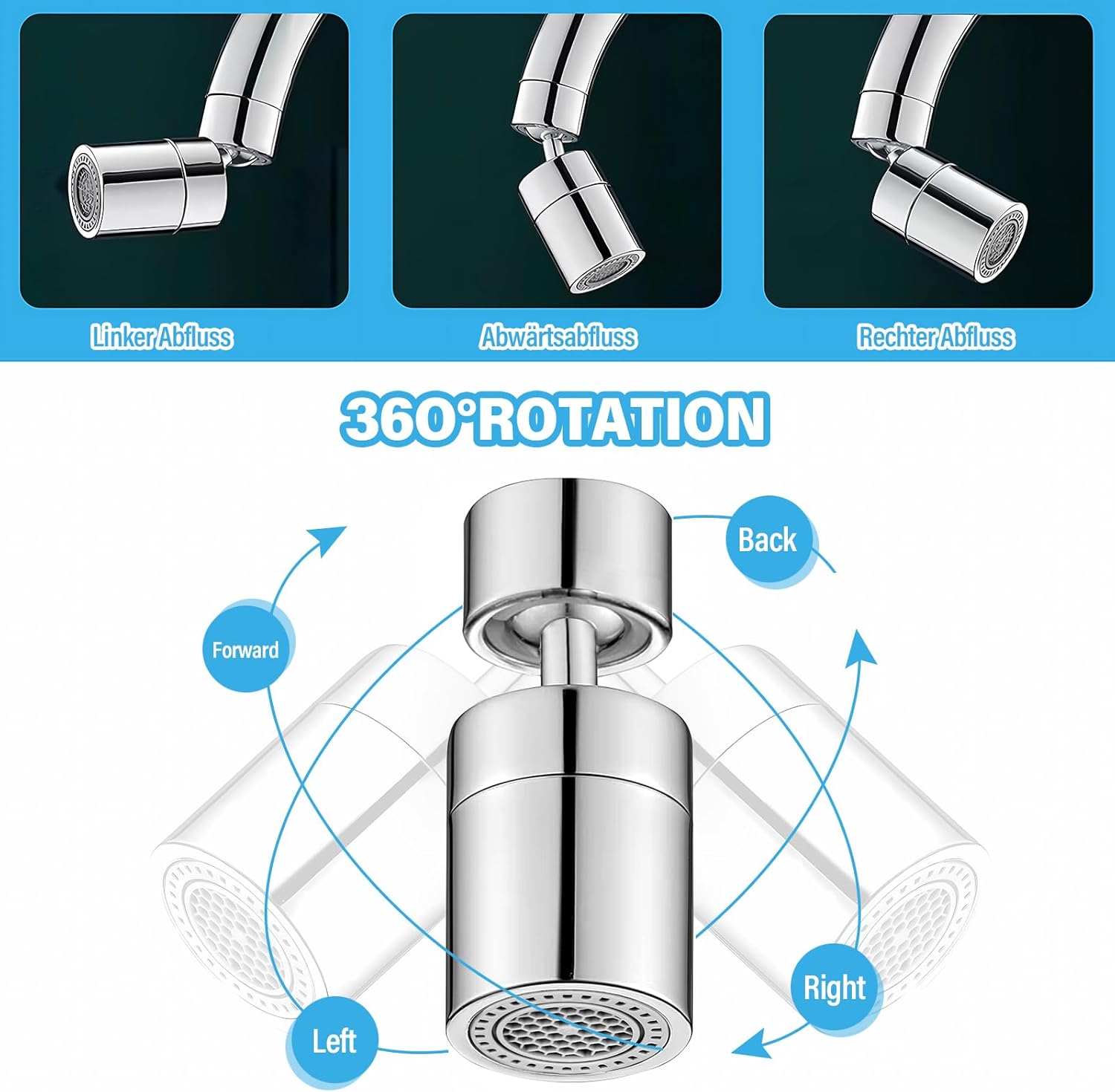 Hatanse Aeratore Rubinetto Ottone 360° Gradi Rotary - immagine 4