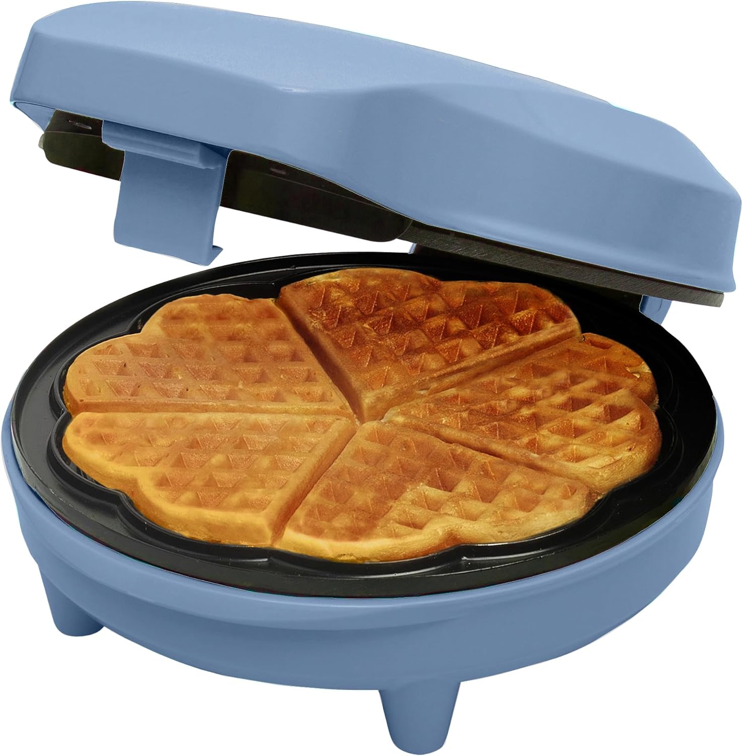 Bestron Waffle Maker a Cuore 700W, Blu - immagine 1