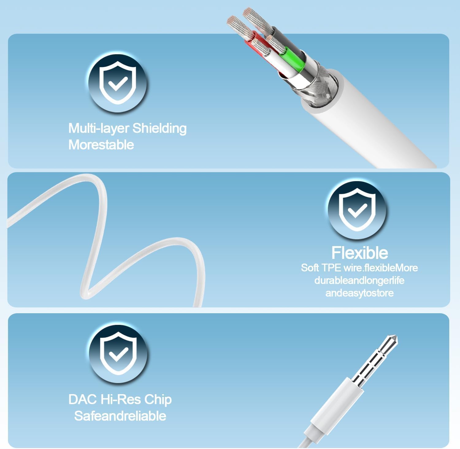 2 Pack Auricolari In-Ear con Filo e Microfono, Bianco - immagine 4