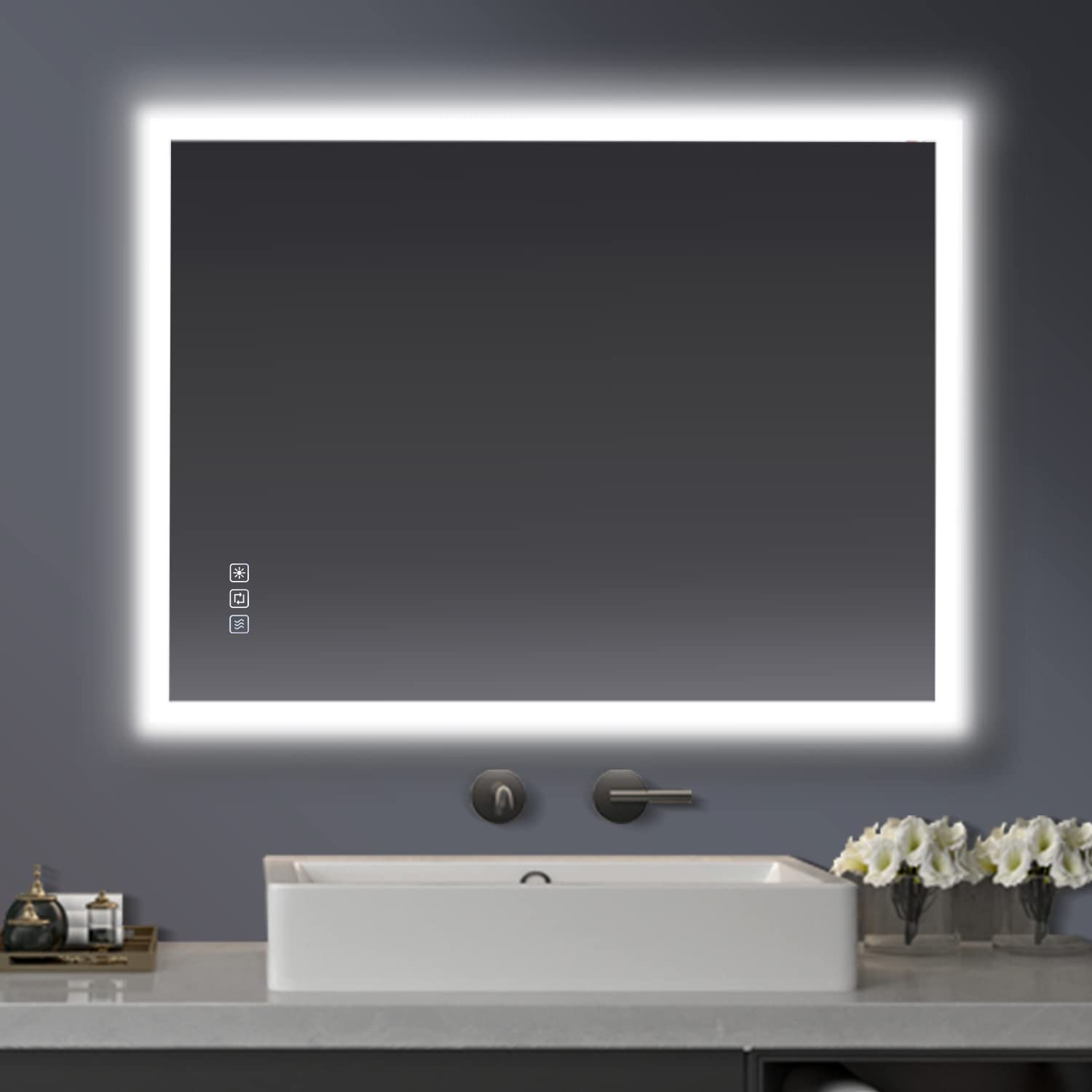 Furduzz Specchio Bagno LED 80x60 cm, Antiappannamento