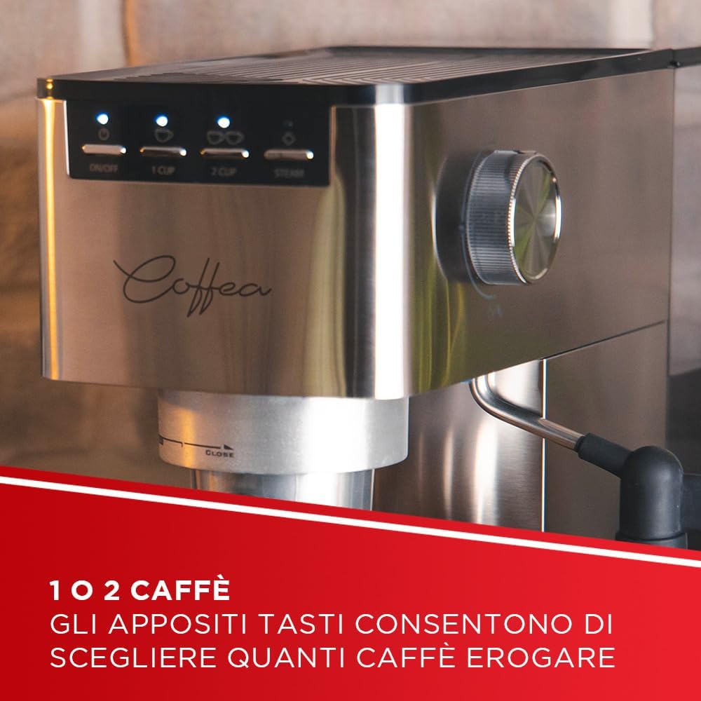 Polti Coffea P10S - Macchina Caffè Espresso e Cappuccino, Argento - immagine 3