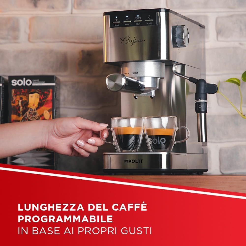 Polti Coffea P10S - Macchina Caffè Espresso e Cappuccino, Argento - immagine 5