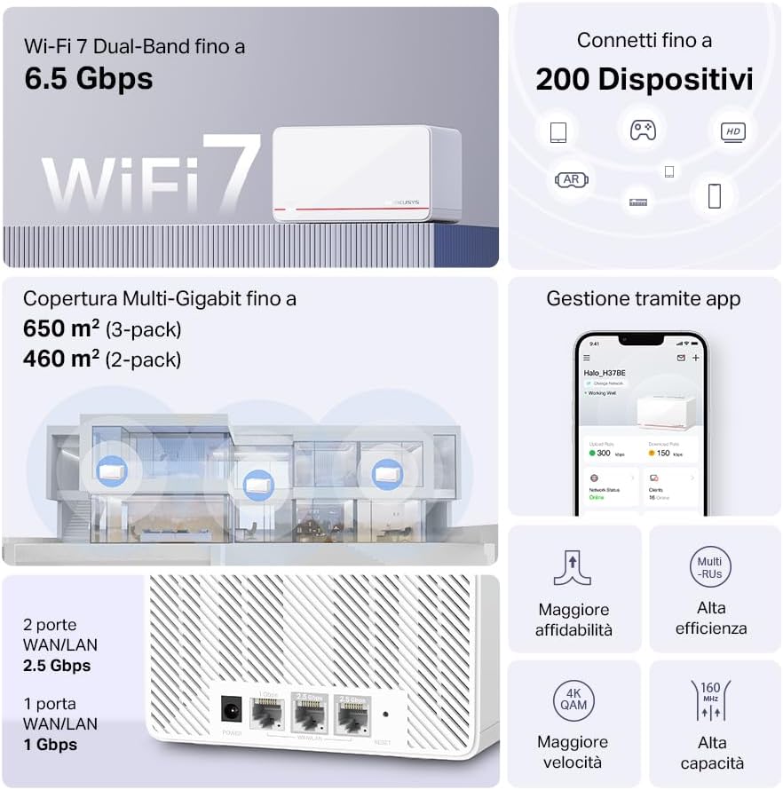 Mercusys TP-Link Halo H37BE - Sistema Mesh Wi-Fi 7 BE6500 - immagine 2