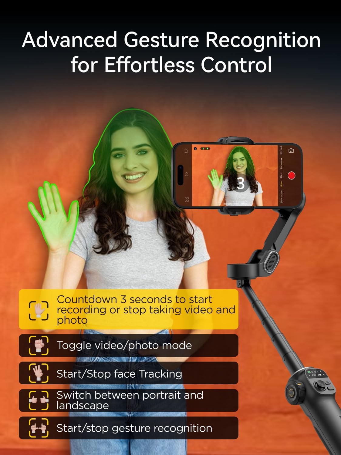 Aochuan Stabilizzatore Cardanico 3 Assi per iPhone - immagine 5