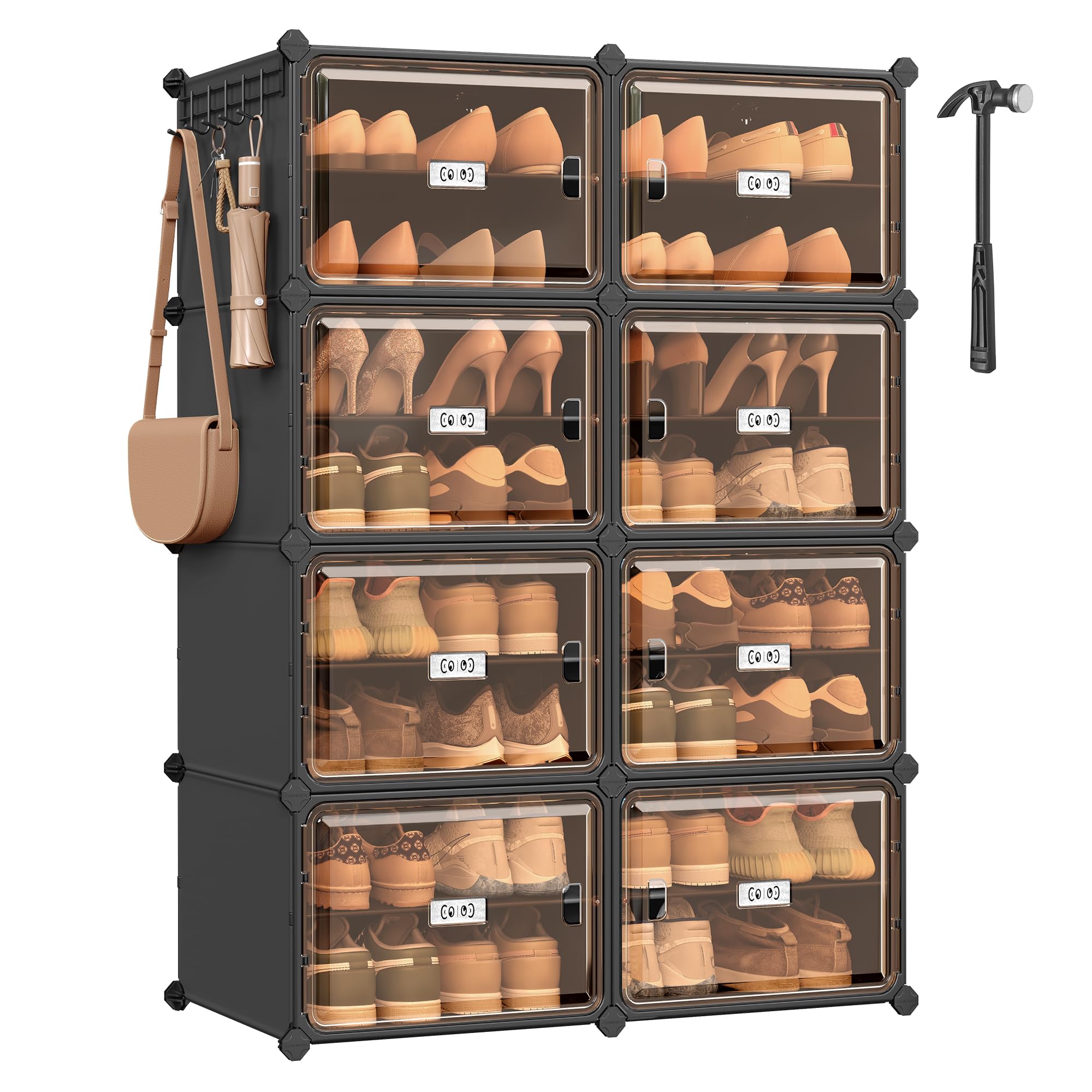 Songmics Scarpiera Componibile 8 Scomparti, Nero Inchiostro