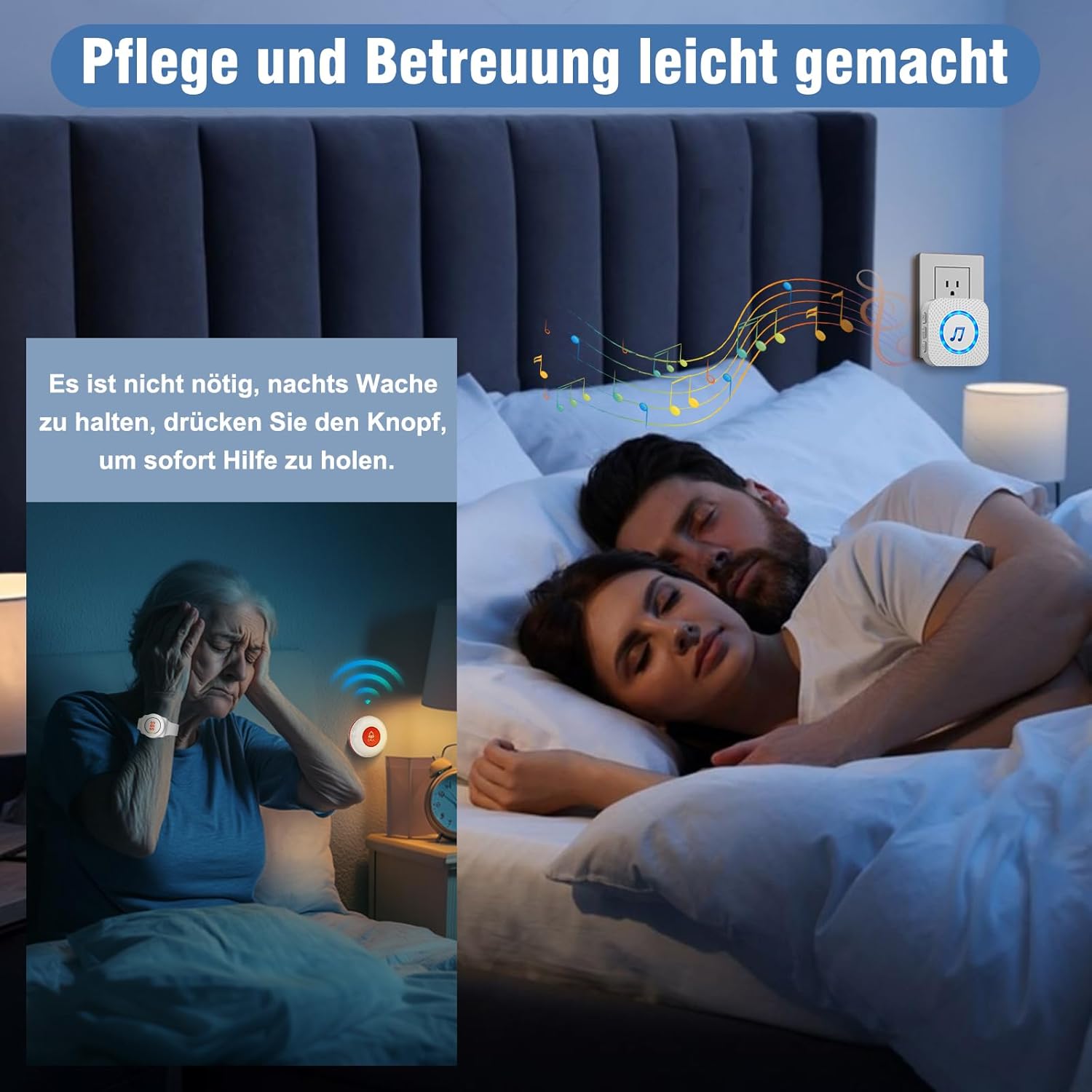 Chunhee Pulsante Allarme Anziani Wireless con Braccialetto - immagine 2