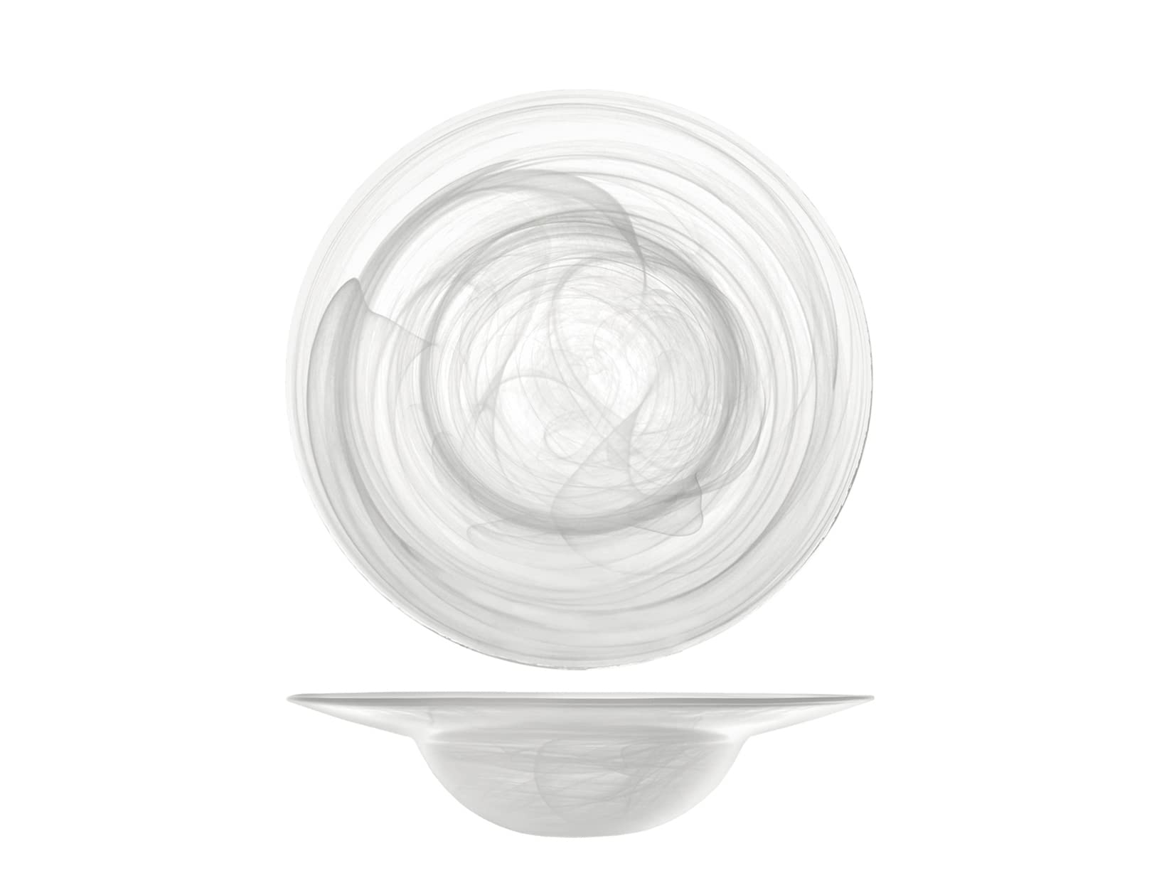 H&h set 6 piatti pasta alabastro in vetro bianco cm24